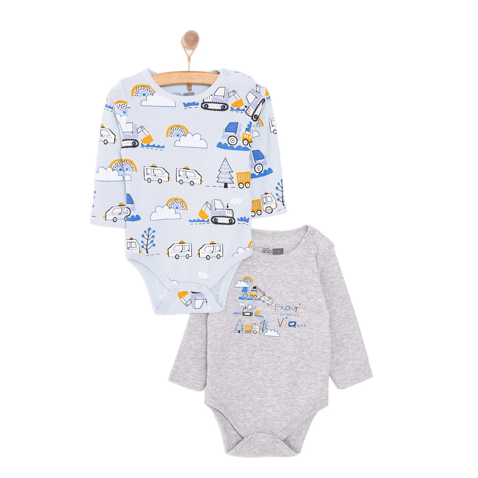 HelloBaby Boy 2 - Pack Long Sleeve Bodysuit - Blue - ebebek - Black Friday