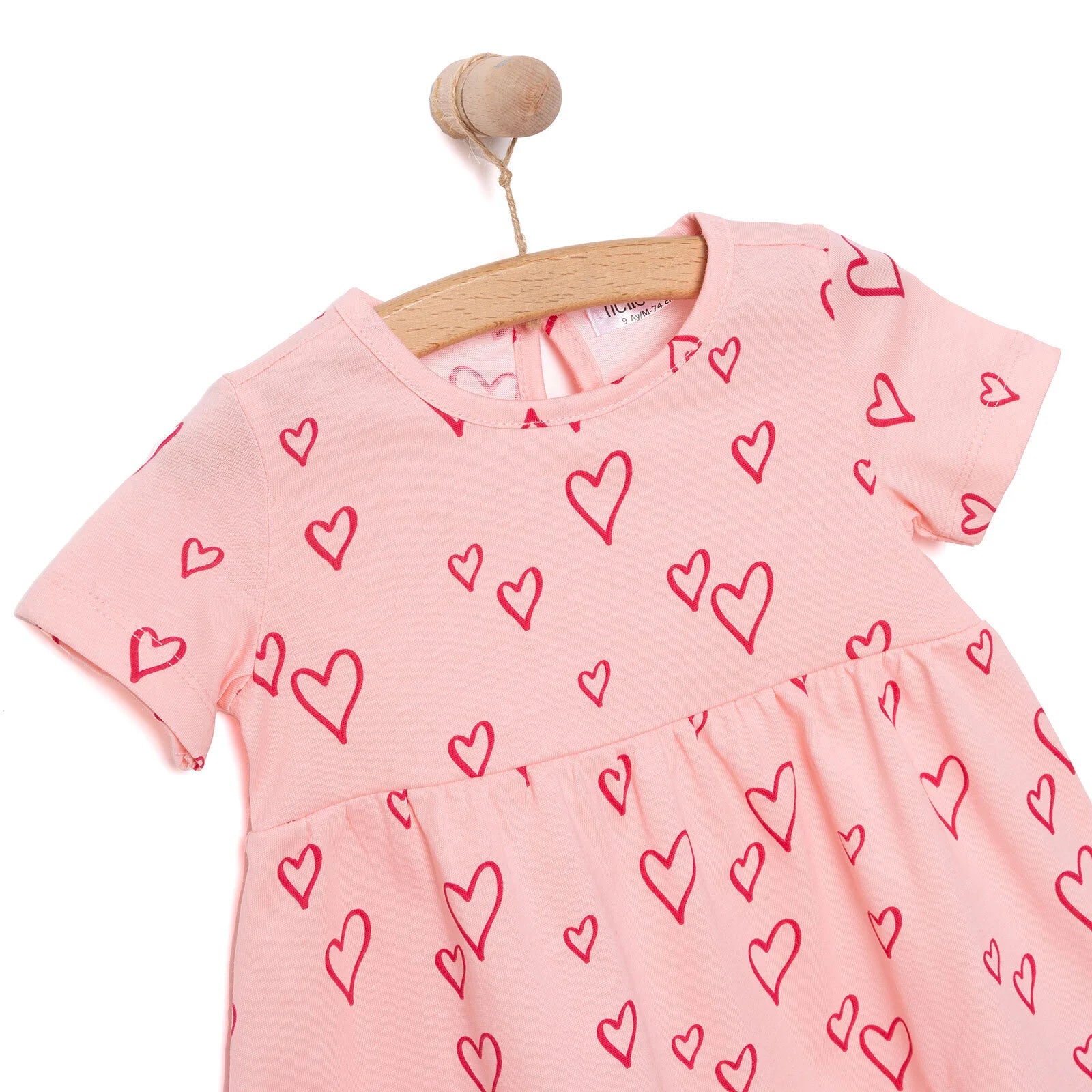 HelloBaby Basic Girl Heart Patterned Dress - Light Pink - ebebek - Black Friday