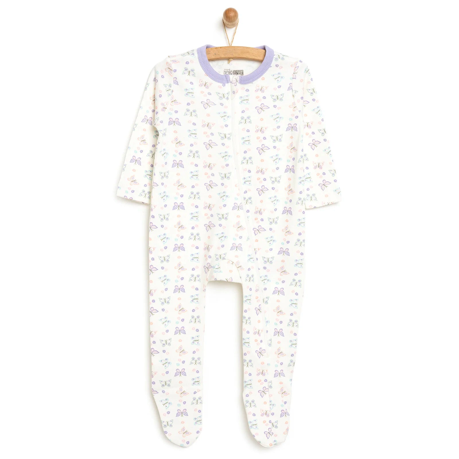 HelloBaby Newborn Butterfly Pattern Zipp - Ecru - ebebek - Black Friday