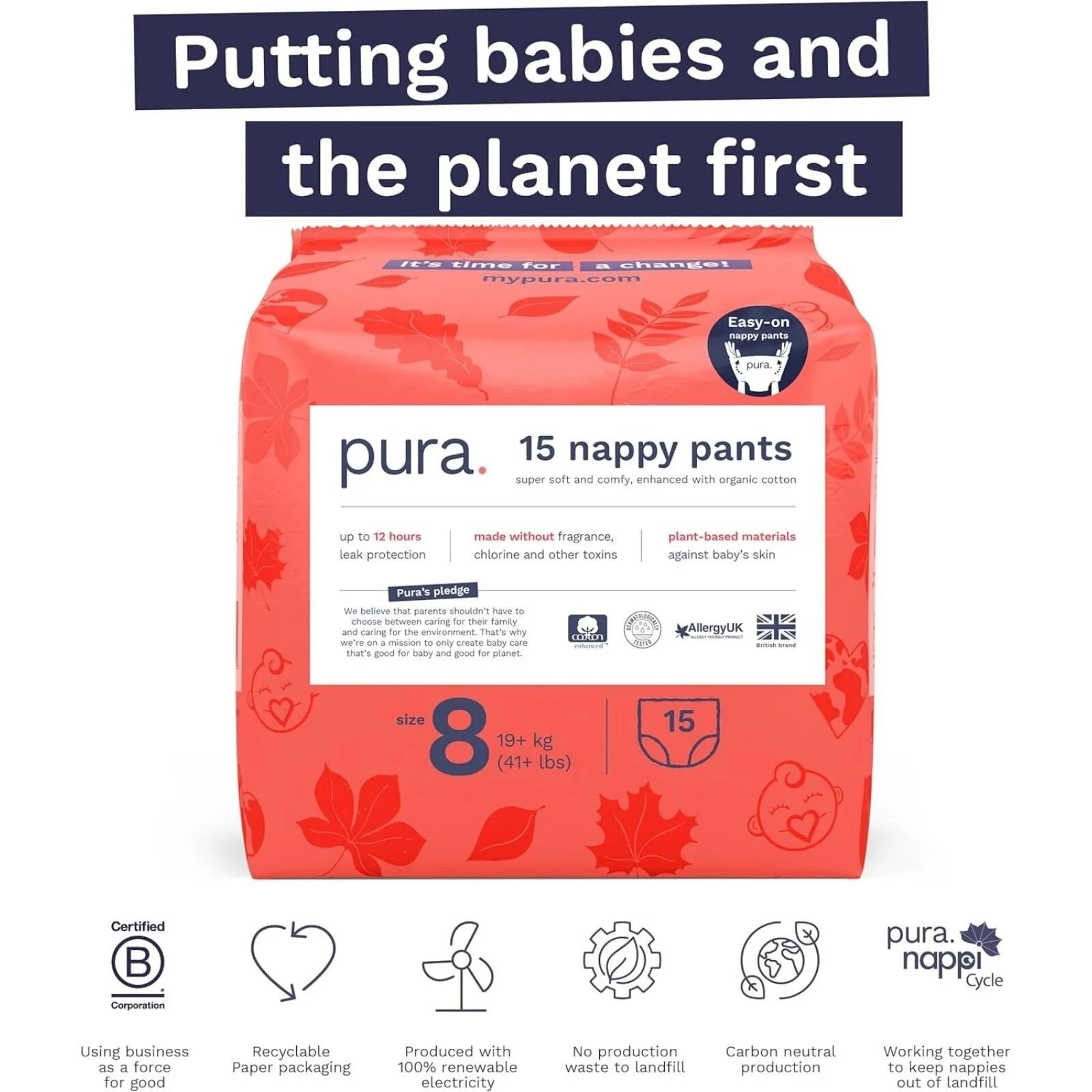 Pura Eco Nappy Pants Size 8 - 15 nappies - ebebek - Black Friday