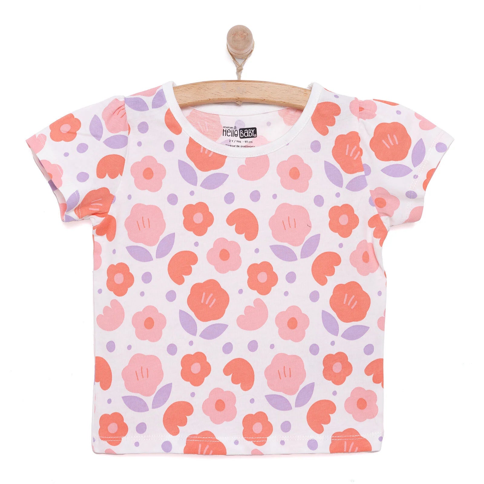 HelloBaby Basic Girl Flower Patterned Tshirt - Ecru - ebebek - Black Friday