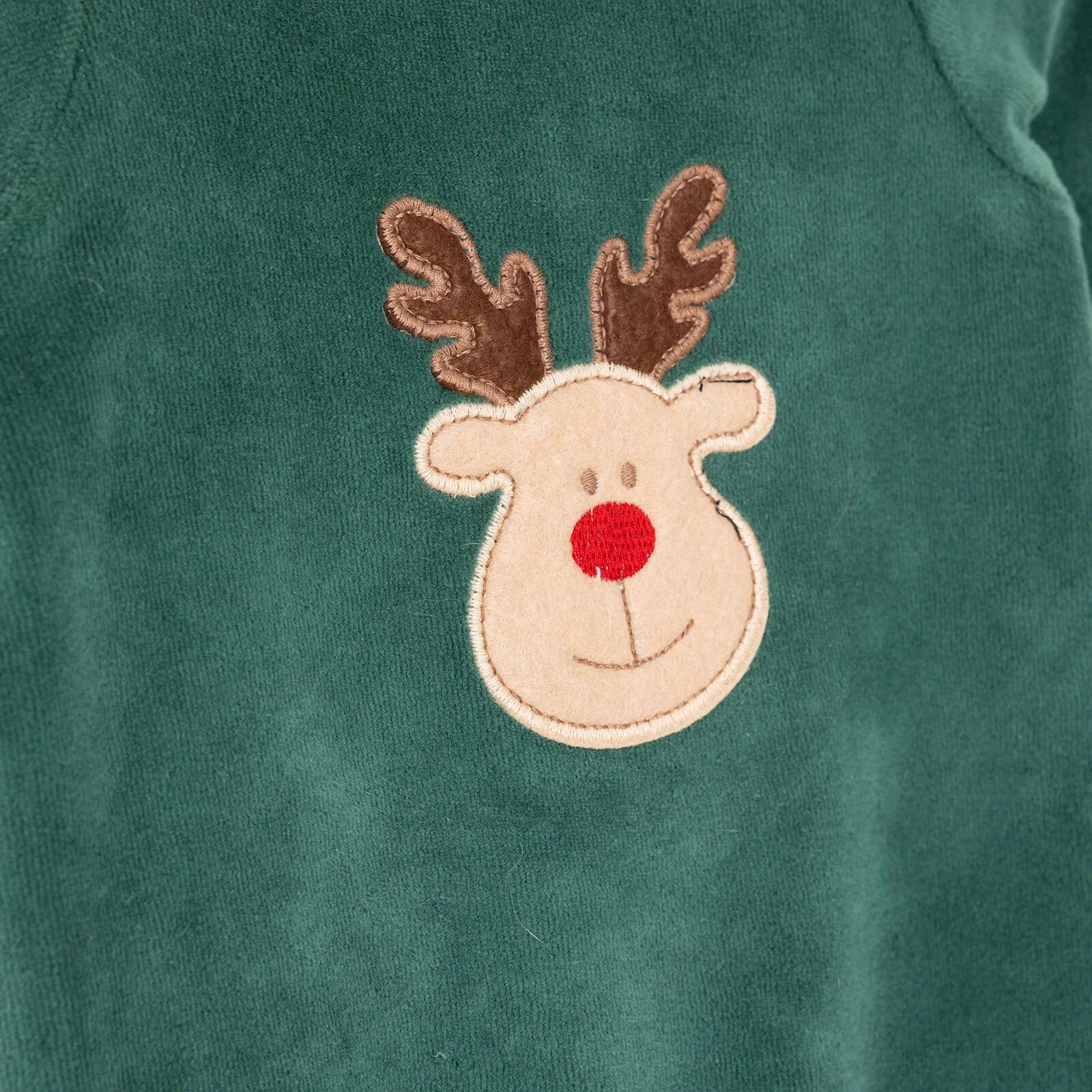 HelloBaby Newborn Unisex Embroidered Velvet Rompers - Green - ebebek - Black Friday