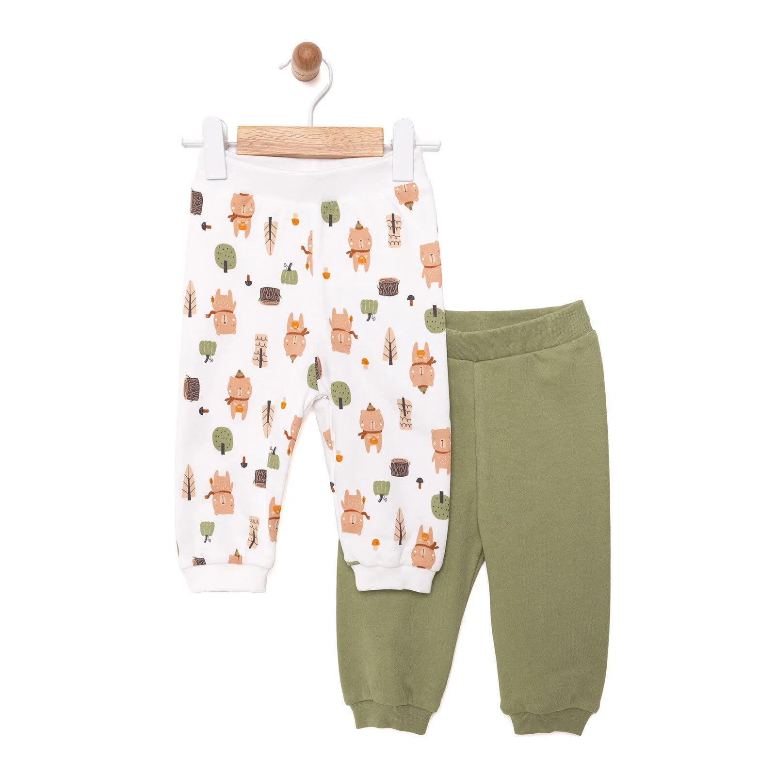 HelloBaby Basic Bear Printed 2 Piece Footed Bottom - Khaki - ebebek - Black Friday