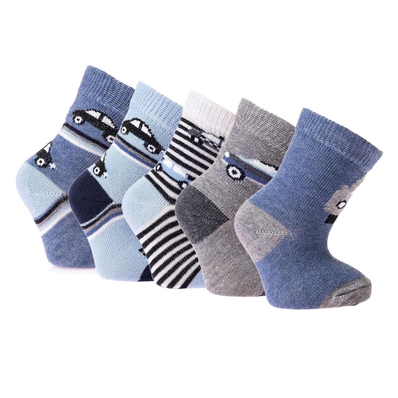 HelloBaby Baby Boy Car Patterned Socks 5 Pcs - Blue - ebebek - Black Friday