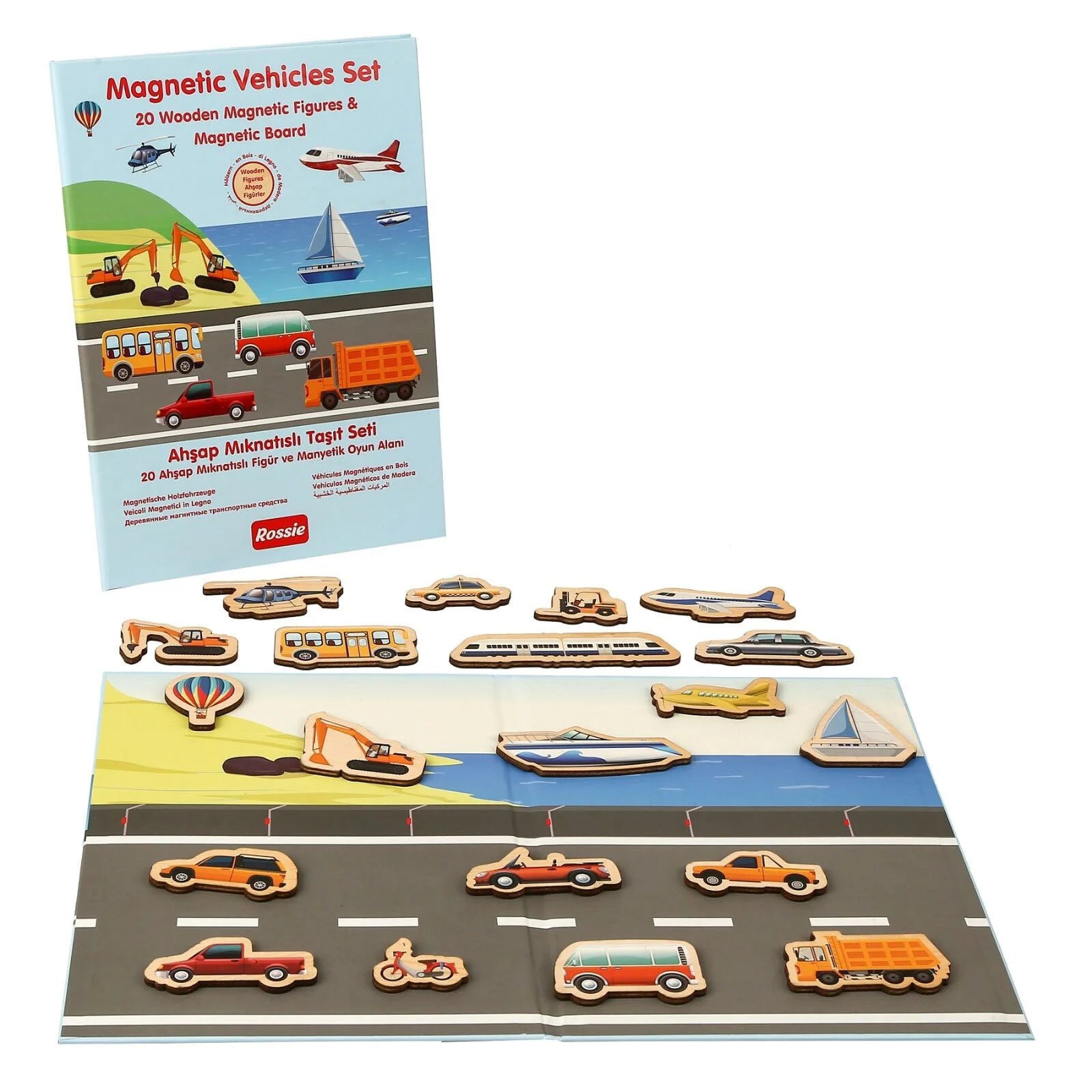 Rossie Wooden Magnetic Vehicle Playset - ebebek - Black Friday