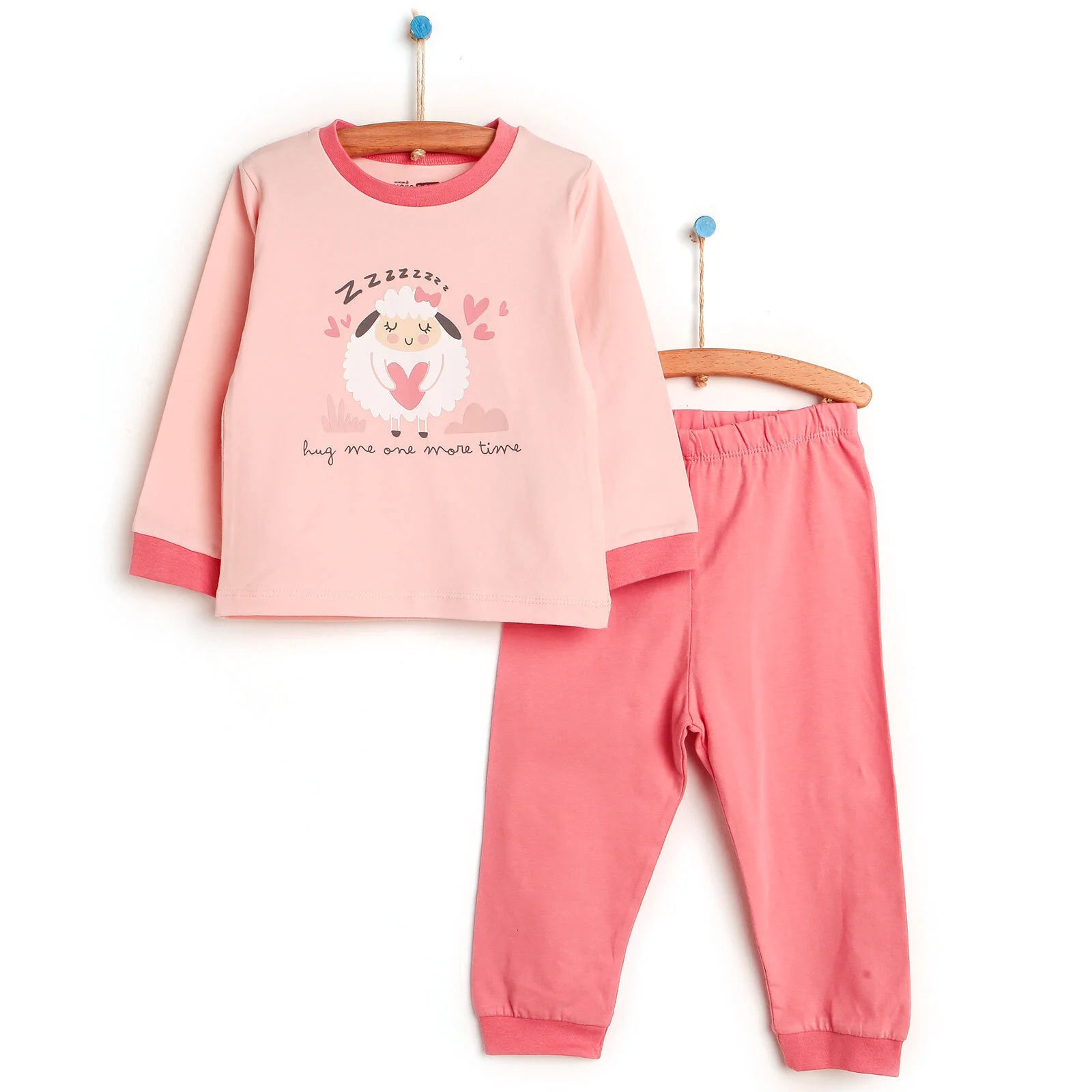 HelloBaby Basic Collared Neck Pyjamas Set - Coral - ebebek - Black Friday