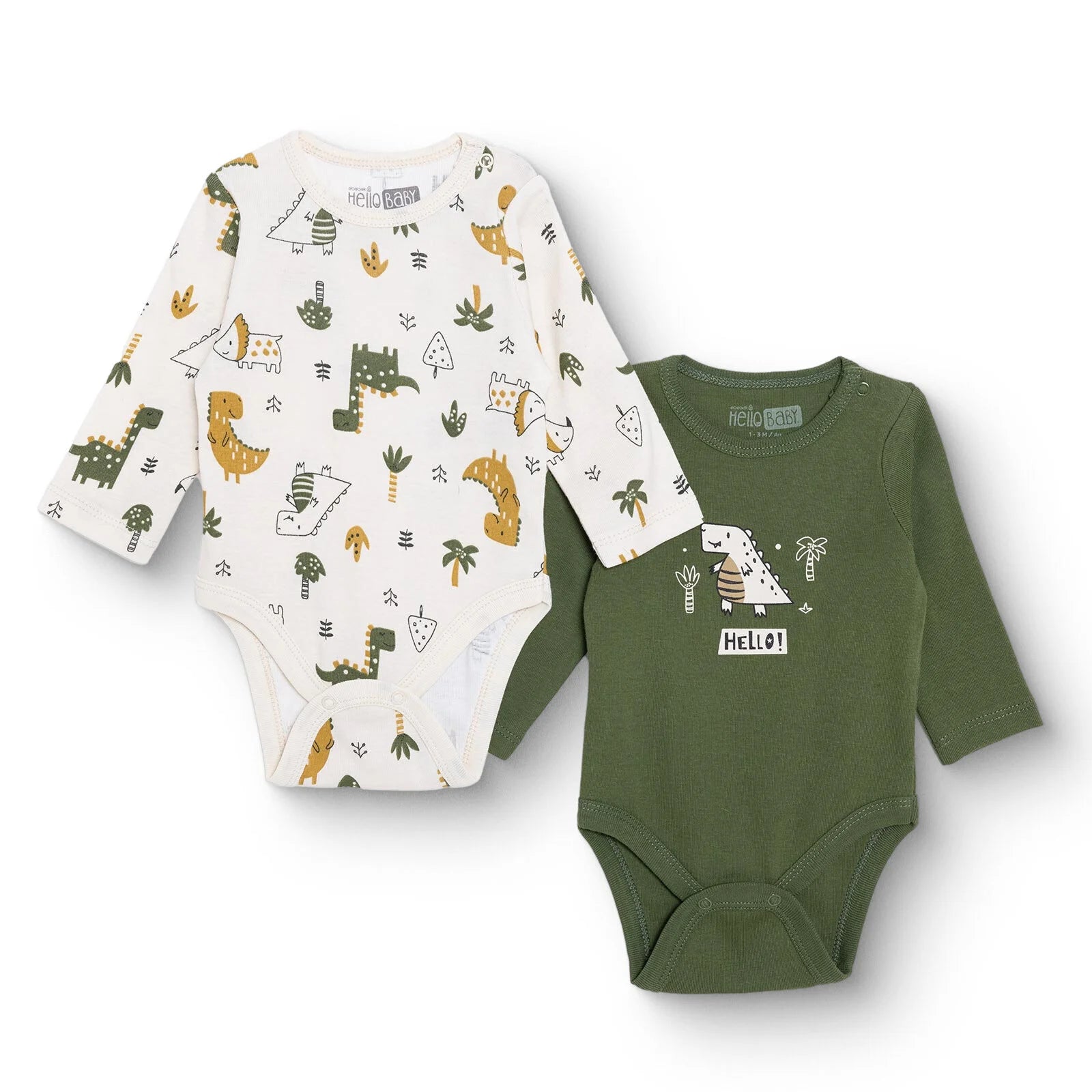 HelloBaby Long Sleeve Body 2 Pack - Khaki - ebebek - Black Friday