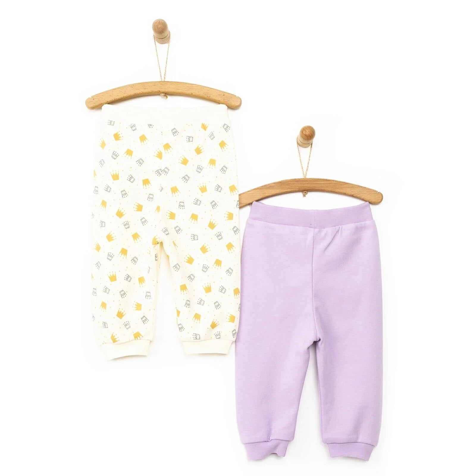 HelloBaby Basic Baby Girl Crown Printed Footless Bottom 2 pcs - Lilac - ebebek - Black Friday