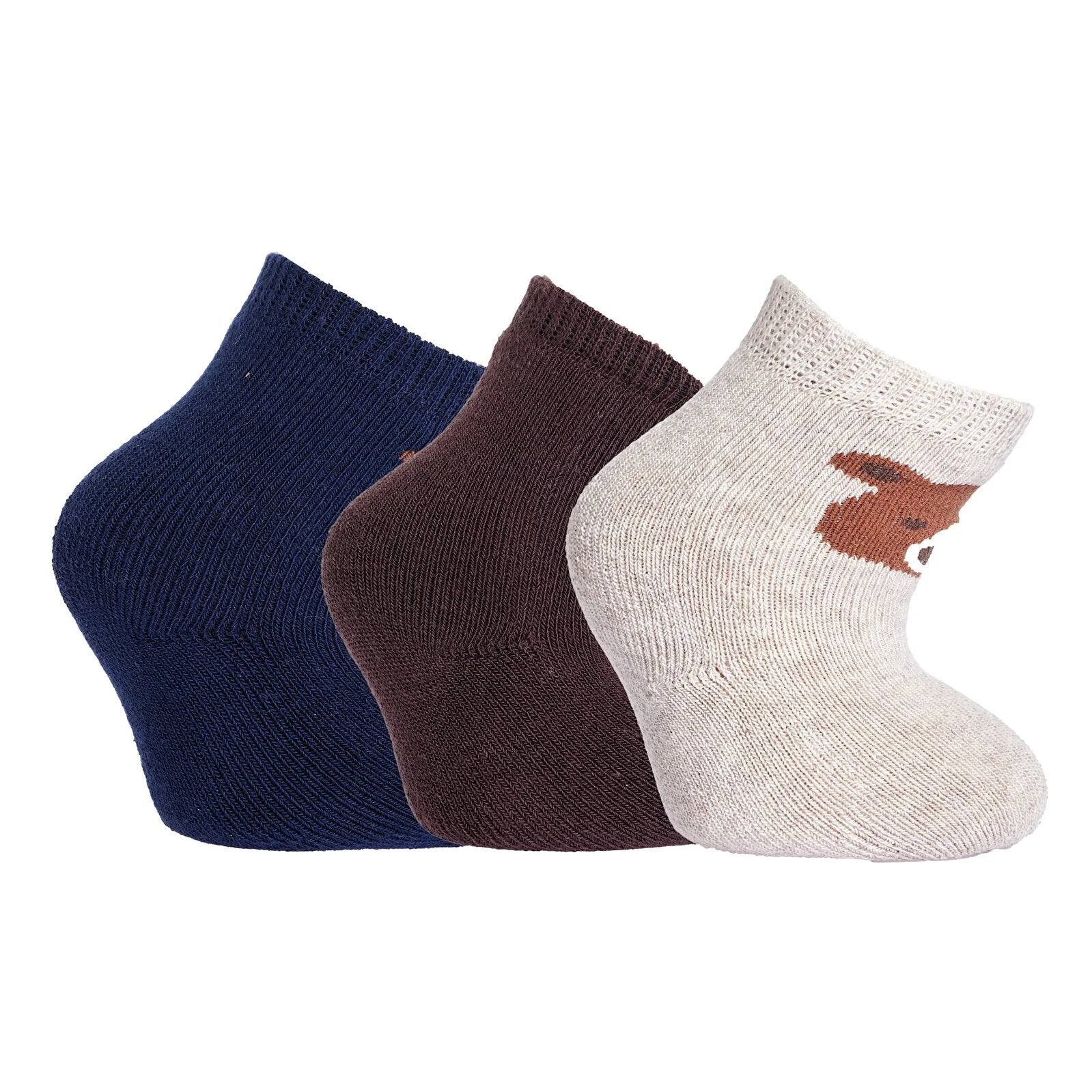 HelloBaby Unisex Chenille Socks 3 Pcs - Brown - ebebek - Black Friday