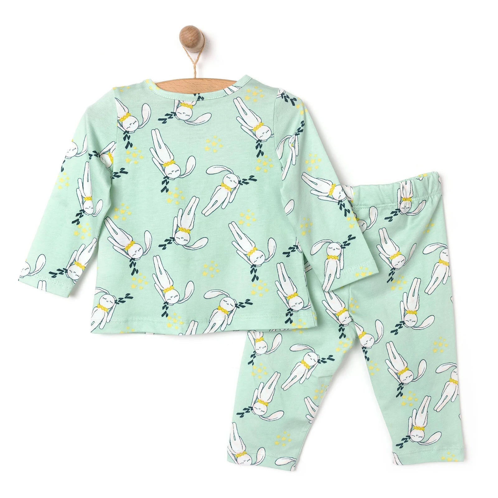 HelloBaby Unisex Long Sleeve Pyjamas Set - Dark Mint - ebebek - Black Friday