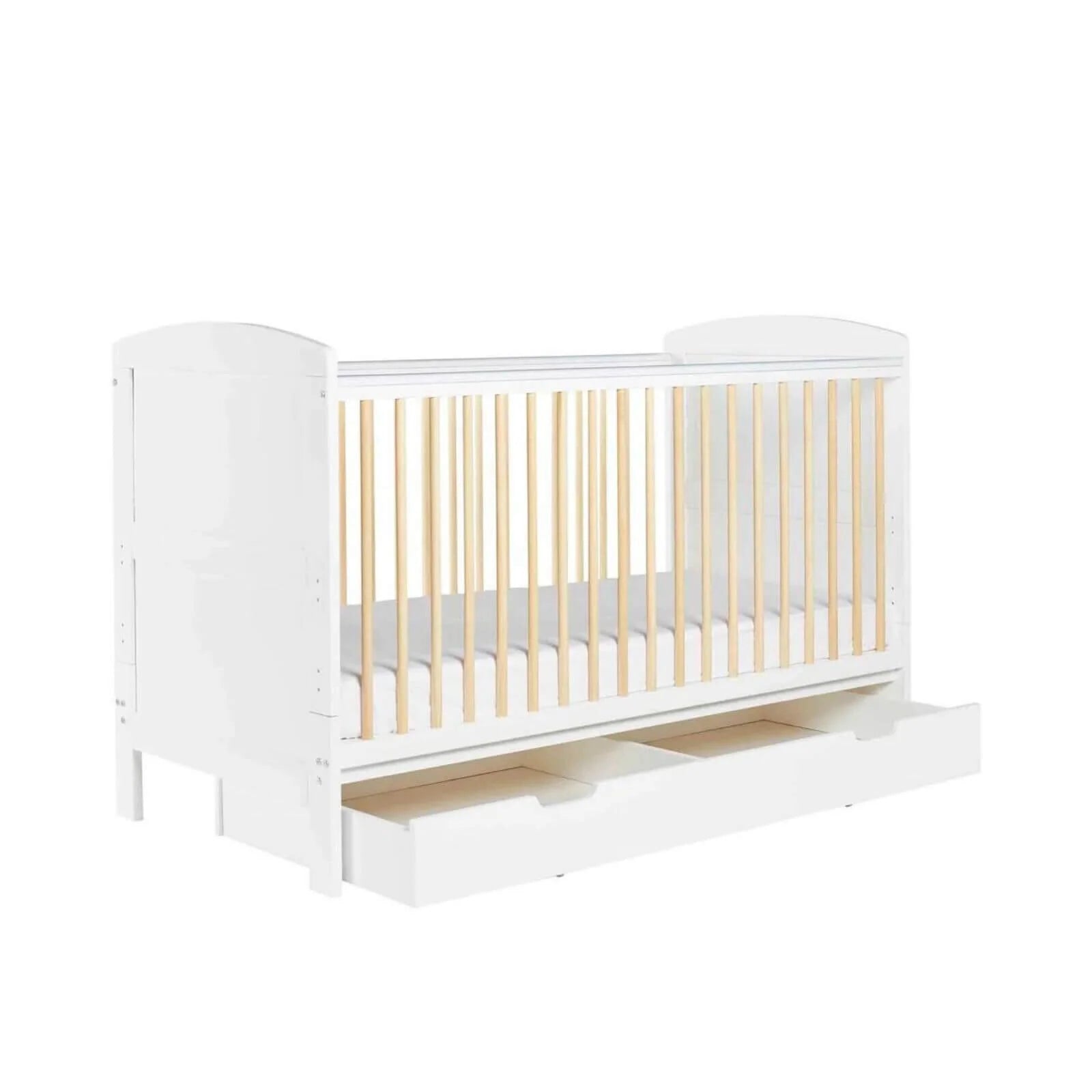 Ickle Bubba Coleby Scandi Cot Bed with Under Drawer Scandi White - Premium Sprung Mattress - ebebek - Black Friday