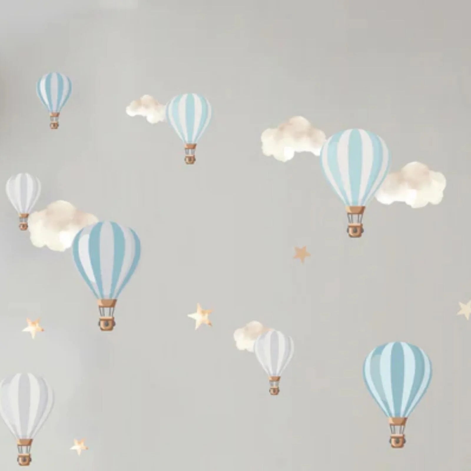 Live Vida Hot Air Balloons Wall Stickers A4 - Blue & Grey - ebebek - Black Friday