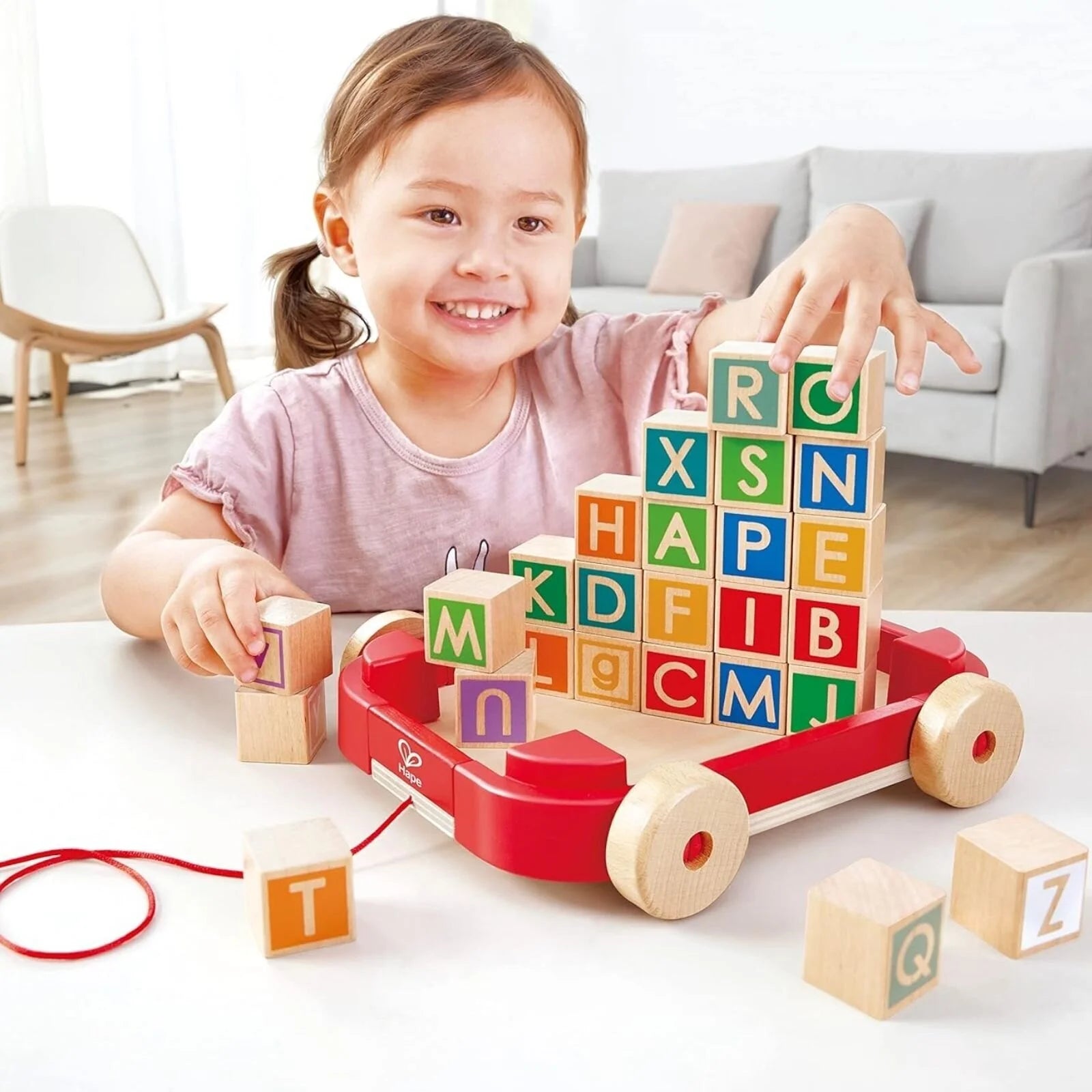 Hape Pull Along Cart with Stacking Blocks - ebebek - Black Friday