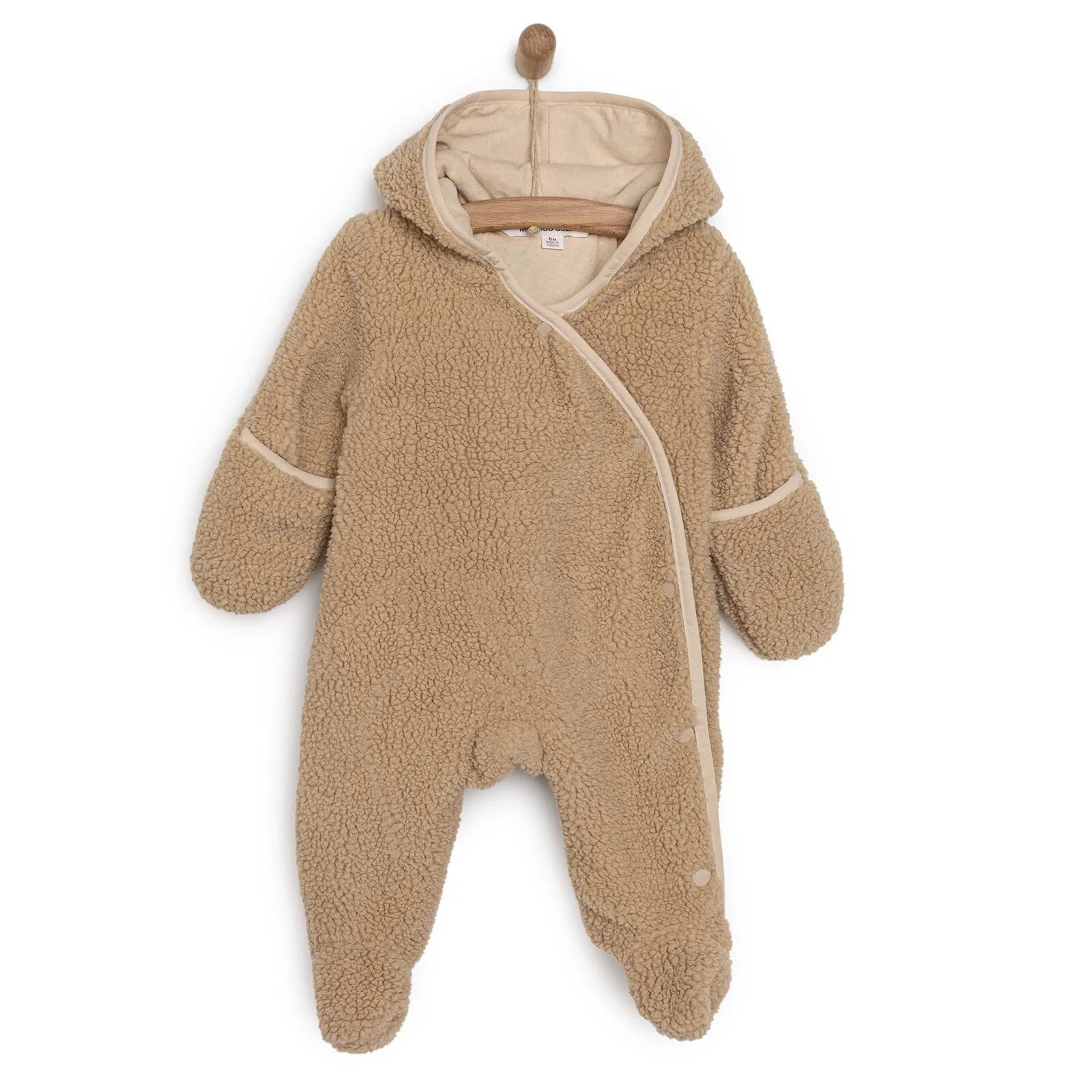 Midimod Newborn Unisex Welsoft Footed Jumpsuit - Light Brown - ebebek - Black Friday