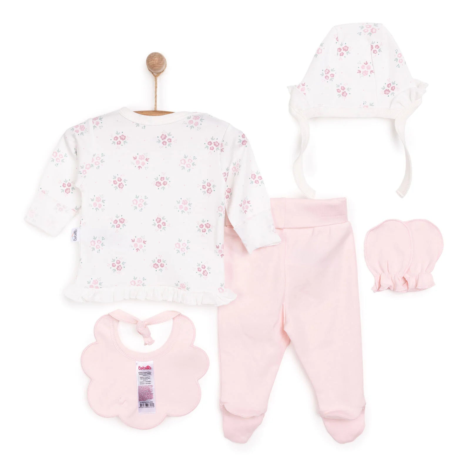 Bebetto Flowers Girl 5 Piece Newborn Set - Salmon - ebebek - Black Friday