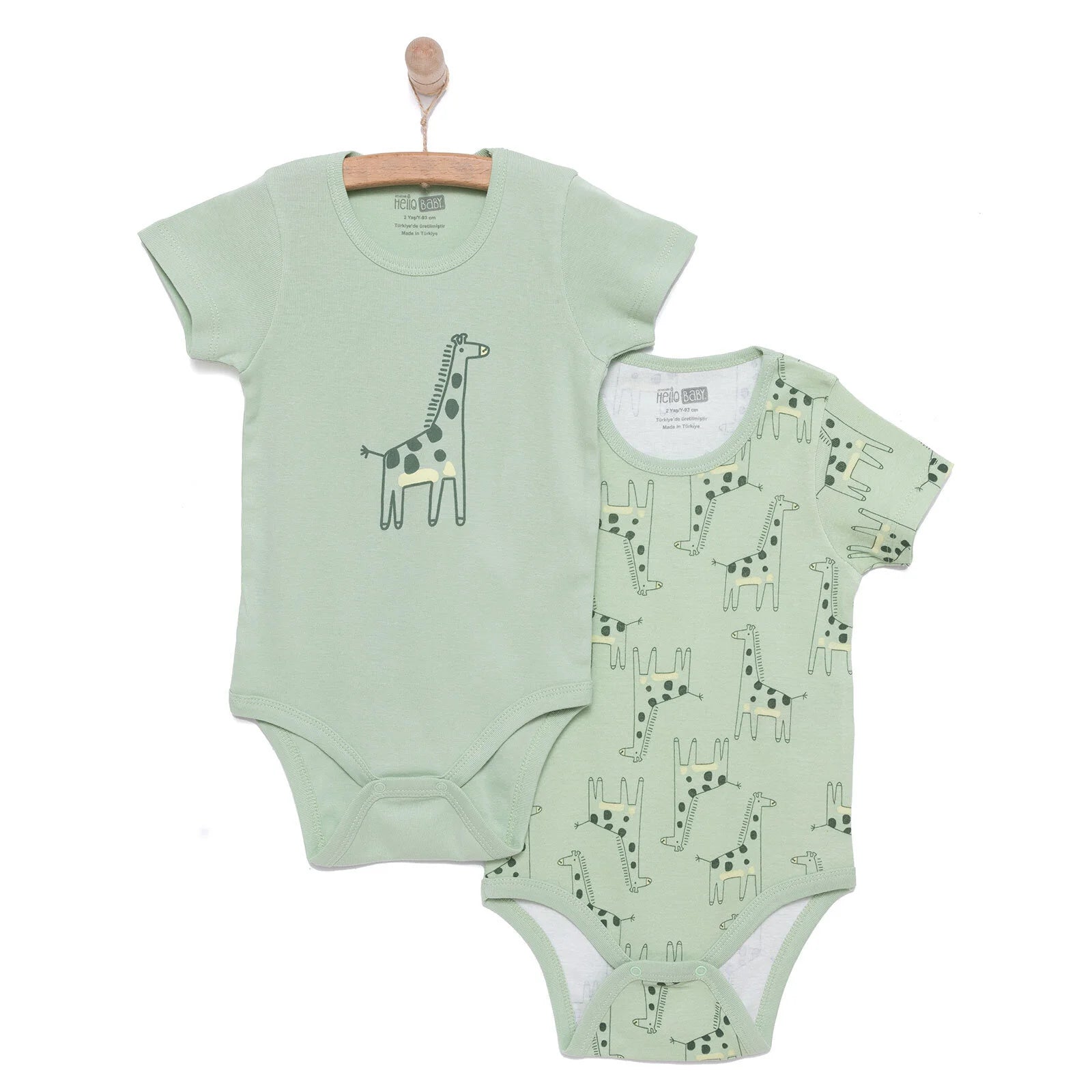HelloBaby Boy 2 - Pack Short Sleeve Bodysu - Brown - ebebek - Black Friday