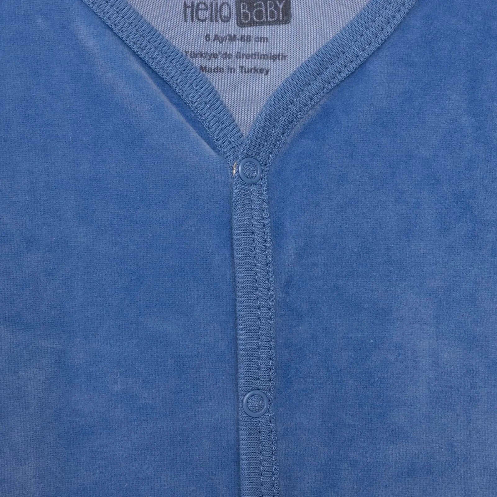 HelloBaby Boy Velvet Footed Jumpsuit - Light Blue - ebebek - Black Friday