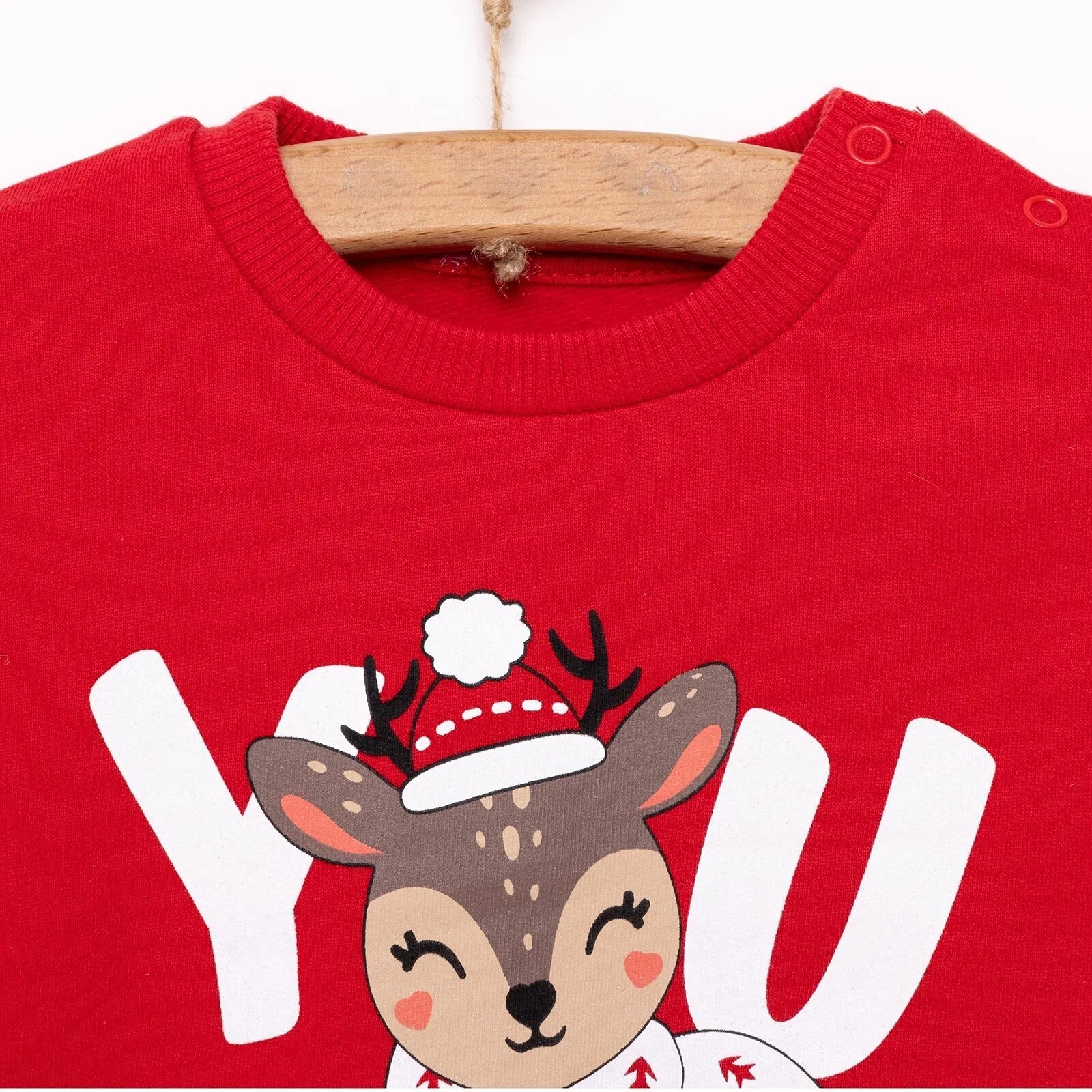 HelloBaby Christmas Baby Girl Low Raised Deer Printed Sweatshirt - Red - ebebek - Black Friday