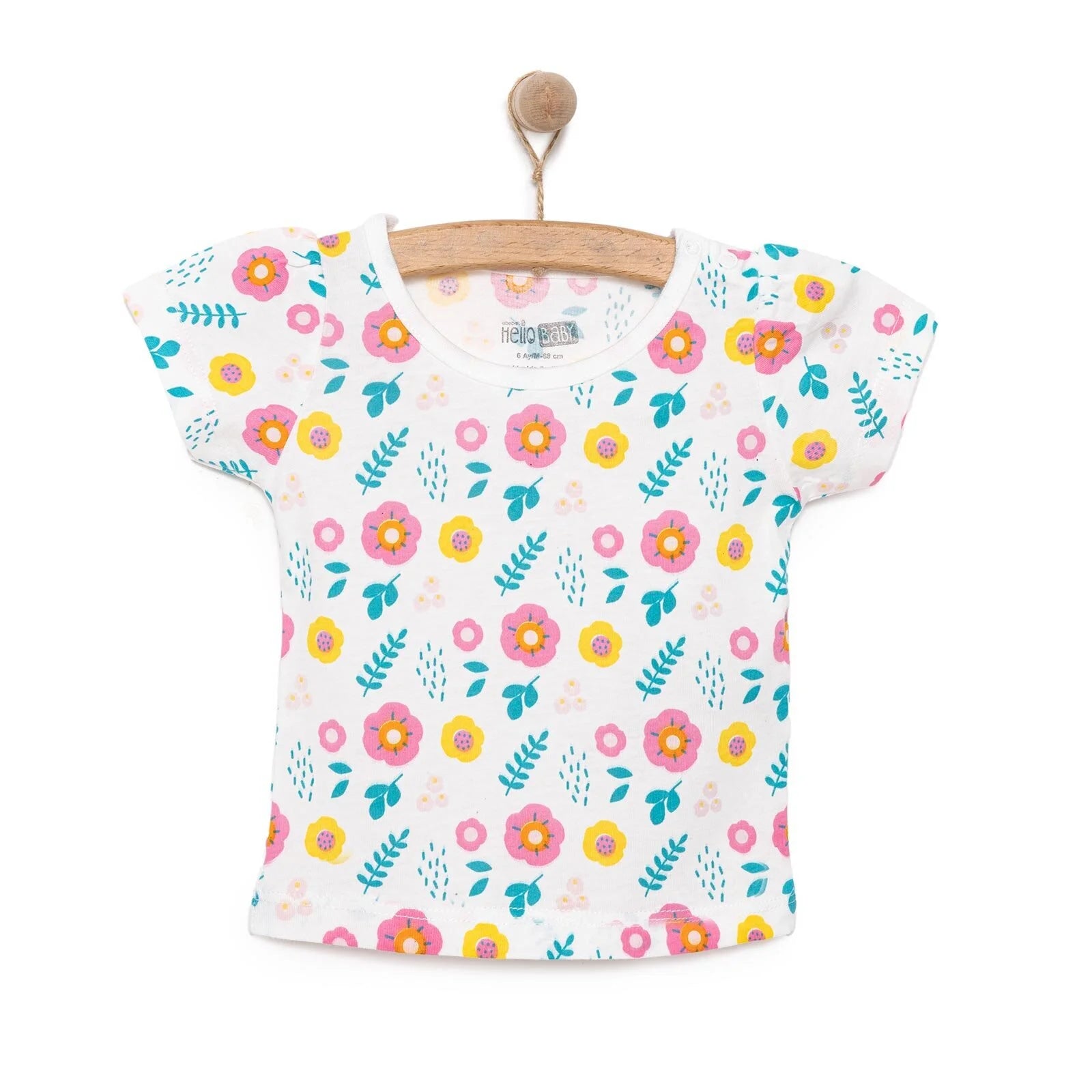 HelloBaby Basic Girl Flowers Patterned Tshirt - Ecru - ebebek - Black Friday