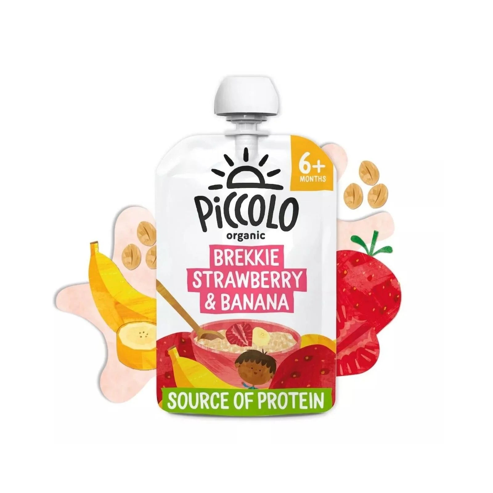 Piccolo Organic Brekkie Strawberry & Banana 6+ months 100g - ebebek - Black Friday