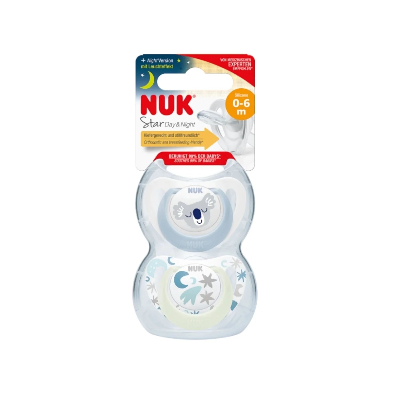 NUK Star Day & Night Soother 0 - 6 months Pack of 2 - Blue - ebebek - Black Friday
