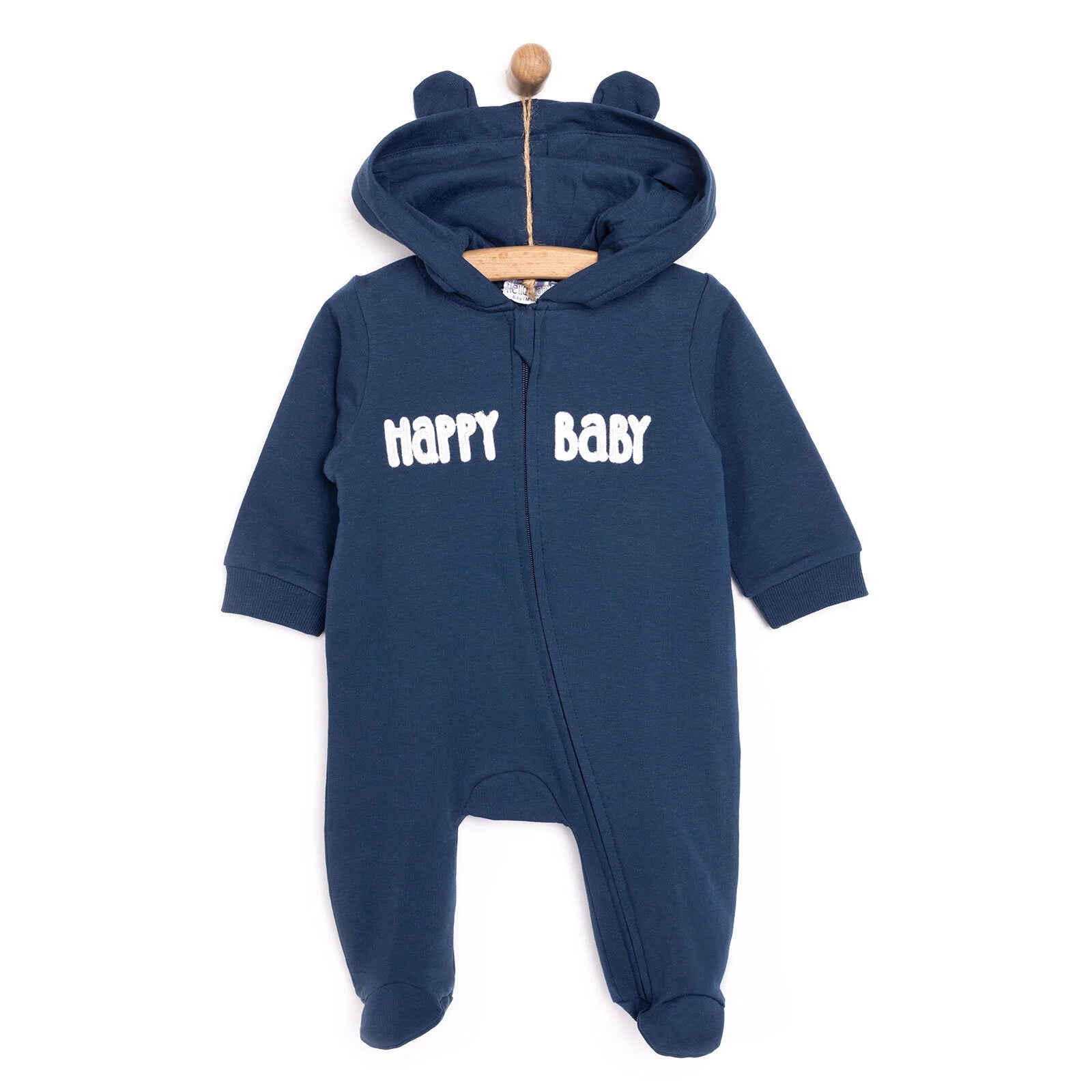 HelloBaby Newborn Hooded Jumpsuit - Navy Blue - ebebek - Black Friday