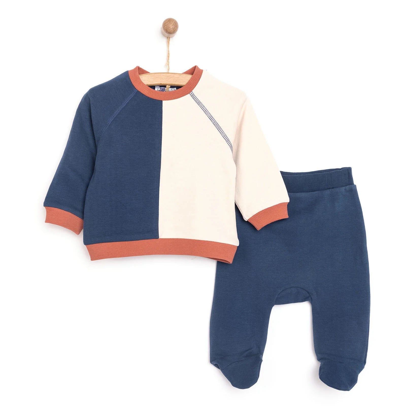 HelloBaby Newborn Colour Block Sweatshirt - Navy Blue - ebebek - Black Friday