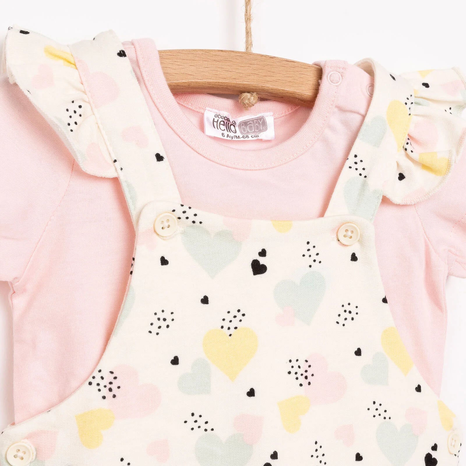 HelloBaby Basic Girl Hearts Patterned Overall - Light Pink - ebebek - Black Friday