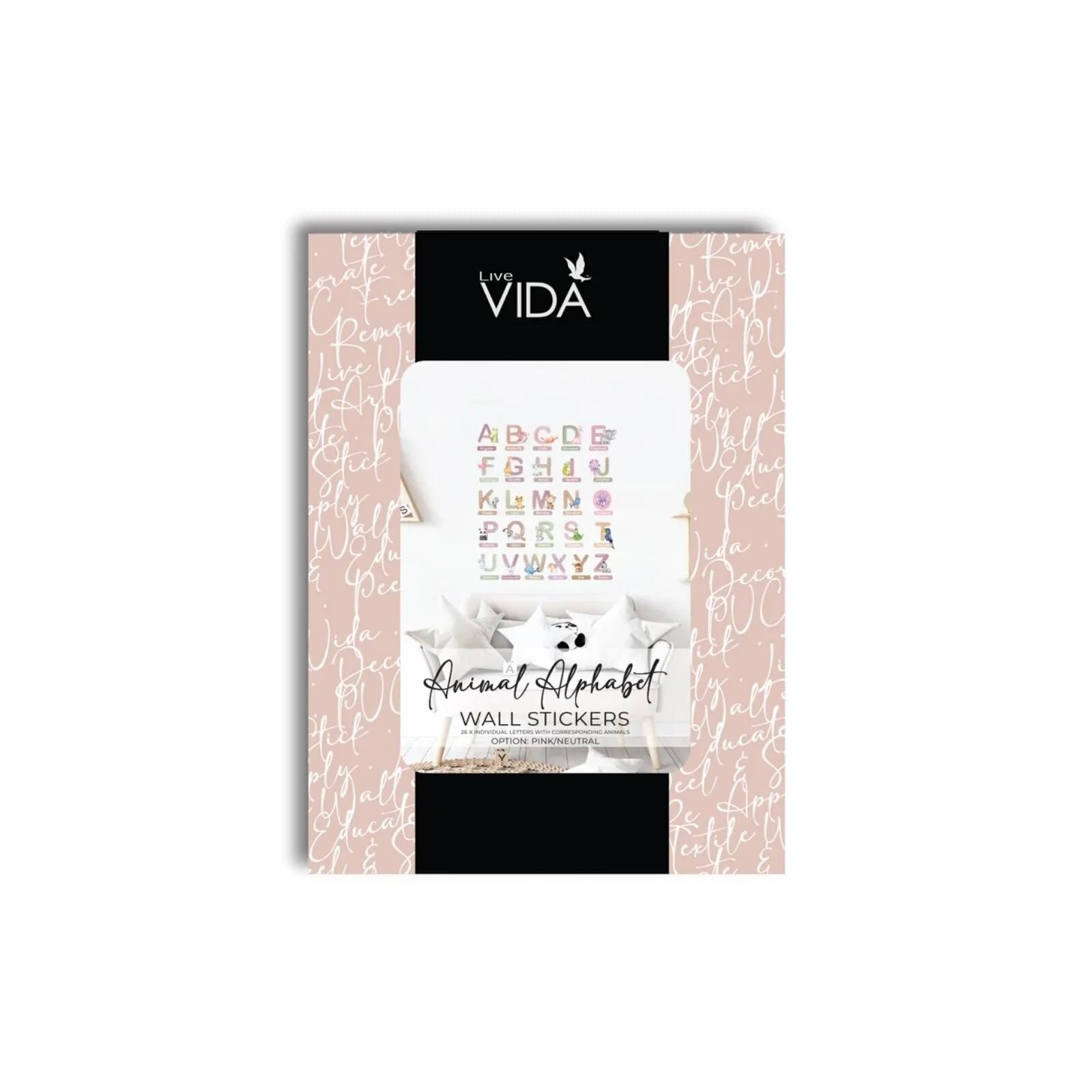 Live Vida Alphabet Wall Stickers with Animal Figures 26 pcs - Pink - ebebek - Black Friday