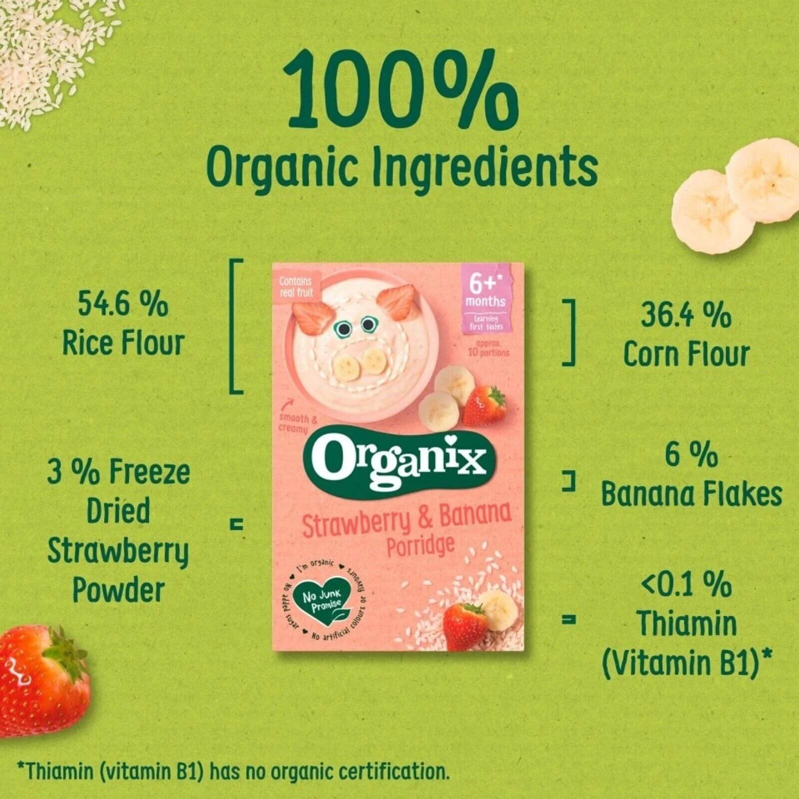 Organix Strawberry & Banana Porridge 6+ months 120g - ebebek - Black Friday