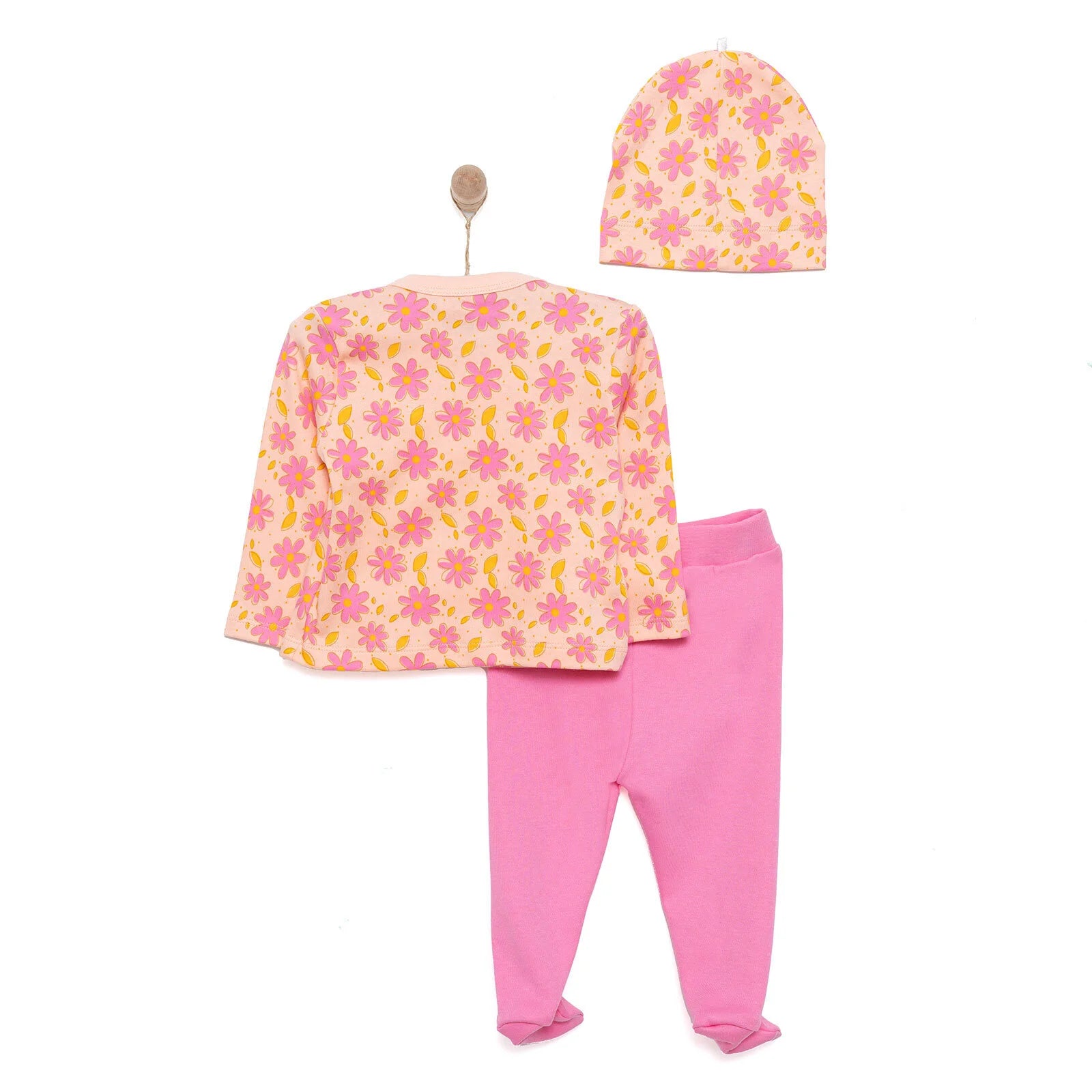 HelloBaby Girl Wrapover Top - Hat - Footed Bottom - Salmon - ebebek - Black Friday