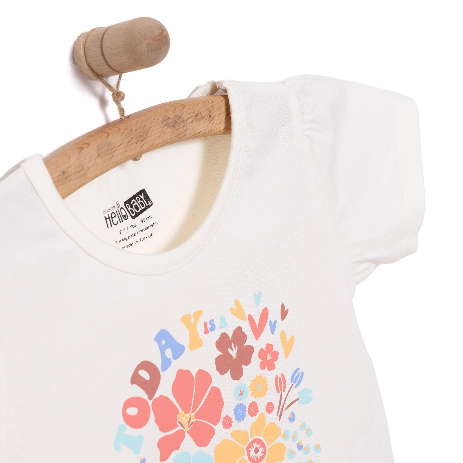 HelloBaby Basic Girl Flower Printed Tshirt - Ecru - ebebek - Black Friday