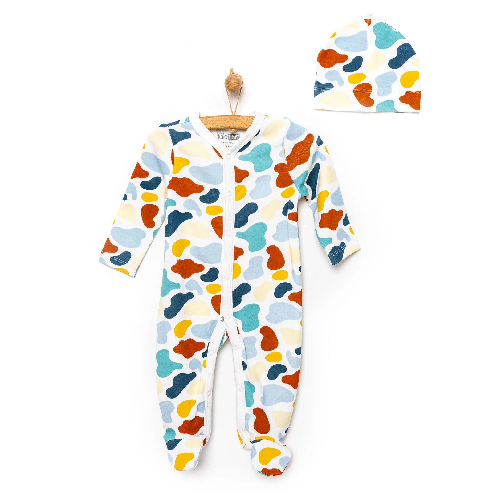 HelloBaby Footed Jumpsuit with Hat - Blue - ebebek - Black Friday