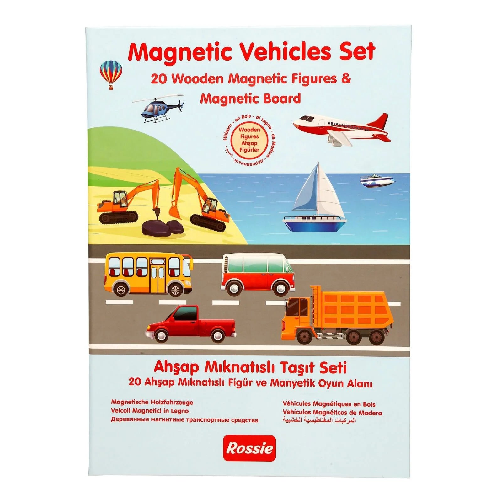 Rossie Wooden Magnetic Vehicle Playset - ebebek - Black Friday