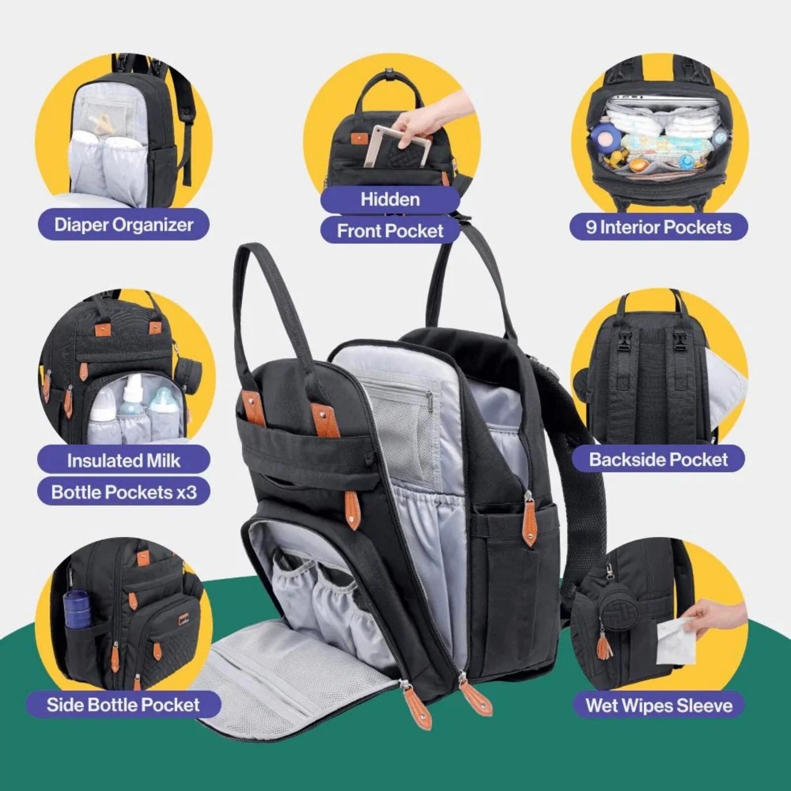 BabbleRoo Original Nappy Backpack - Black - ebebek - Black Friday