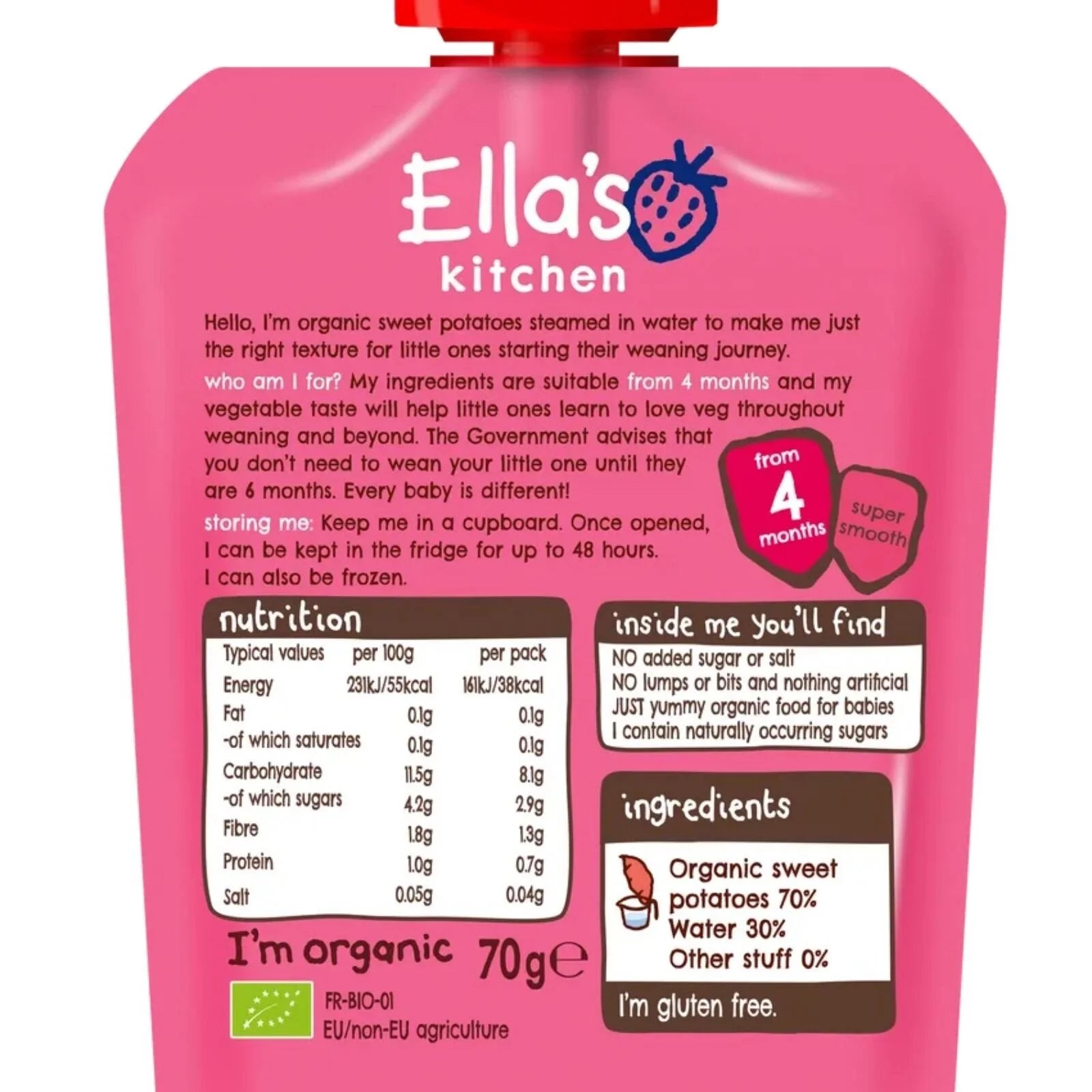 Ella's Kitchen Organic Sweet Potatoes First Tastes Baby Food Pouch 4+ months 70g - ebebek - Black Friday