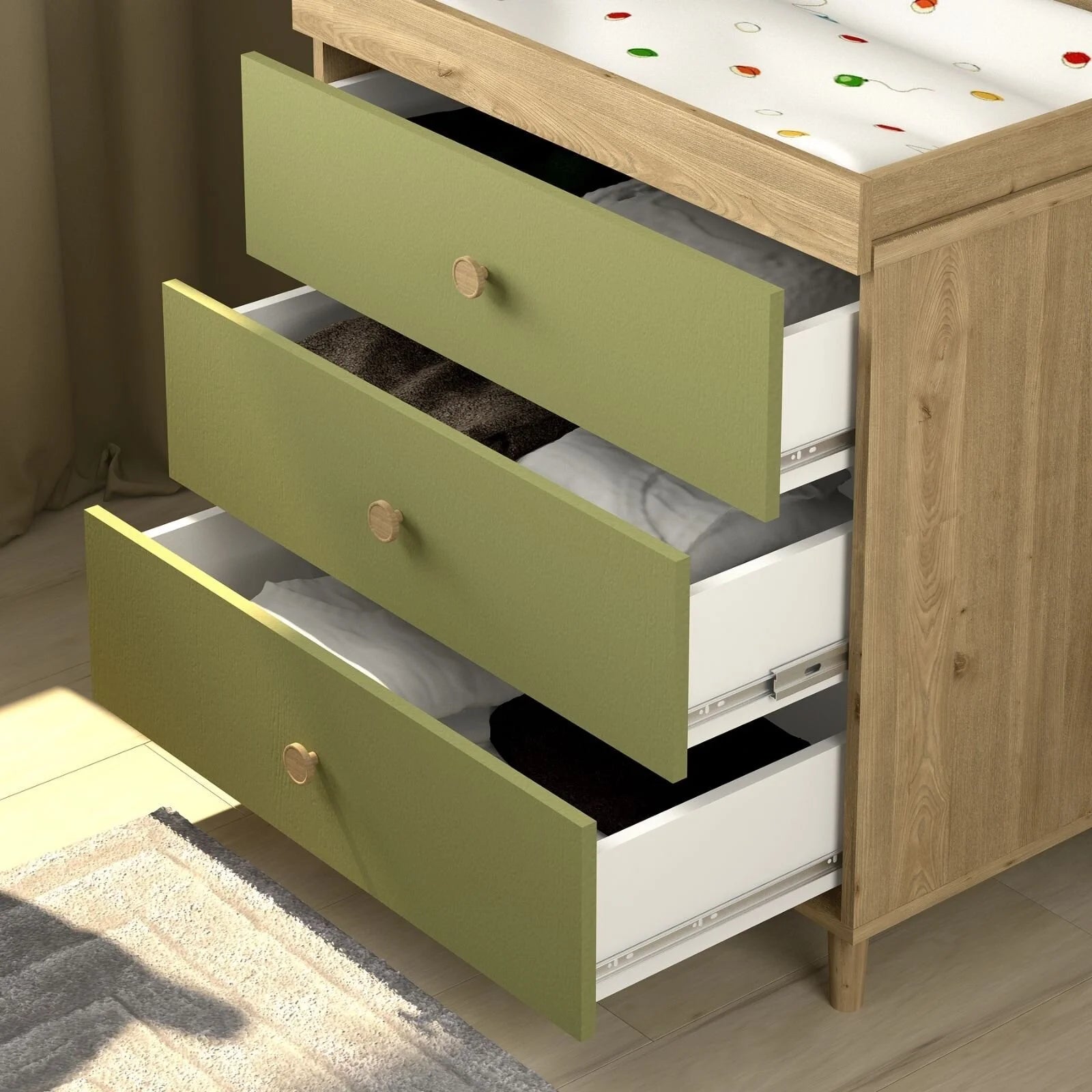 Shefa Kids 890 Changing Dresser - Pistachio Green - ebebek - Black Friday