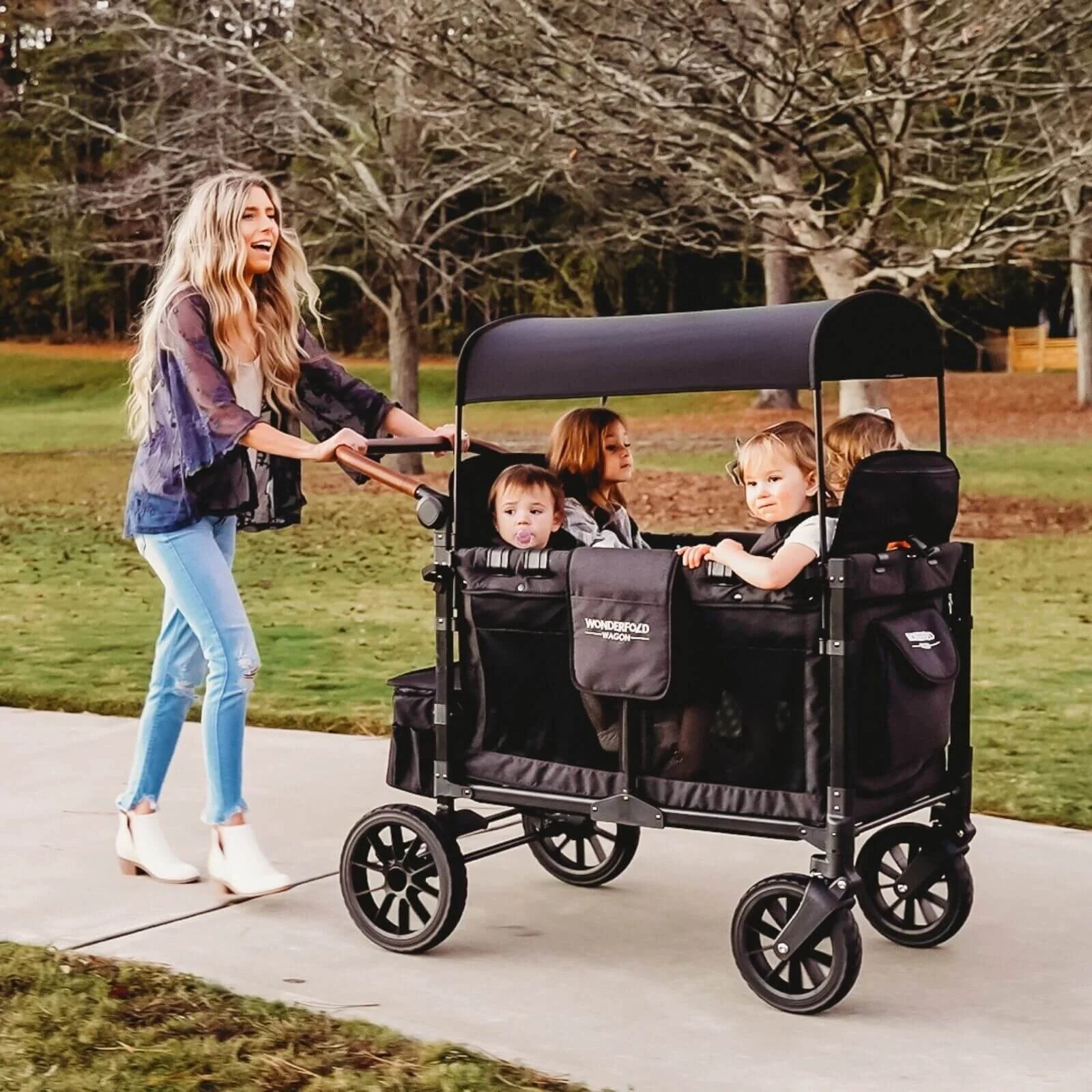 W4 Luxe Quad Stroller Wagon - Volcanic Black - ebebek - Black Friday