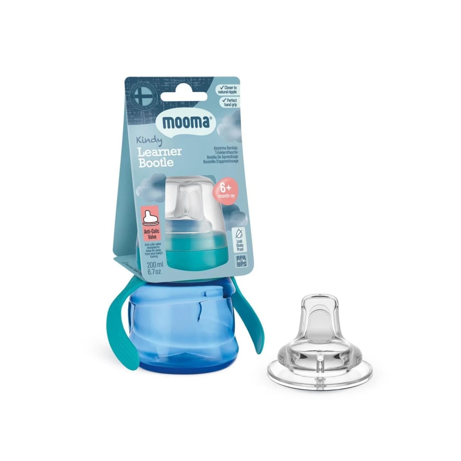 Mooma Kindy Learner Bottle 200ml - Aqua Blue - ebebek - Christmas