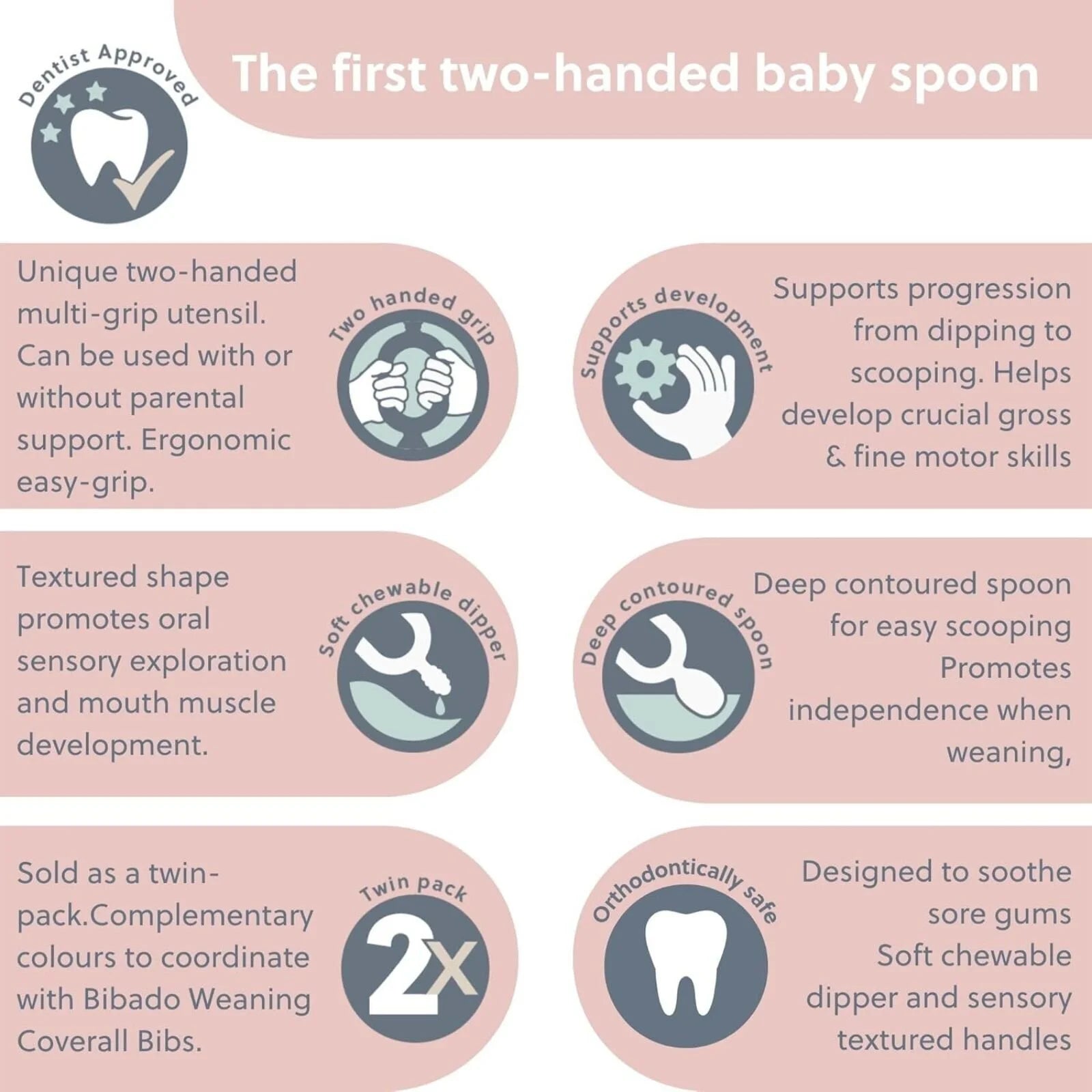 Bibado Dippit Baby Weaning Spoons 6+ months Pack of 2 - Blush - ebebek - Black Friday