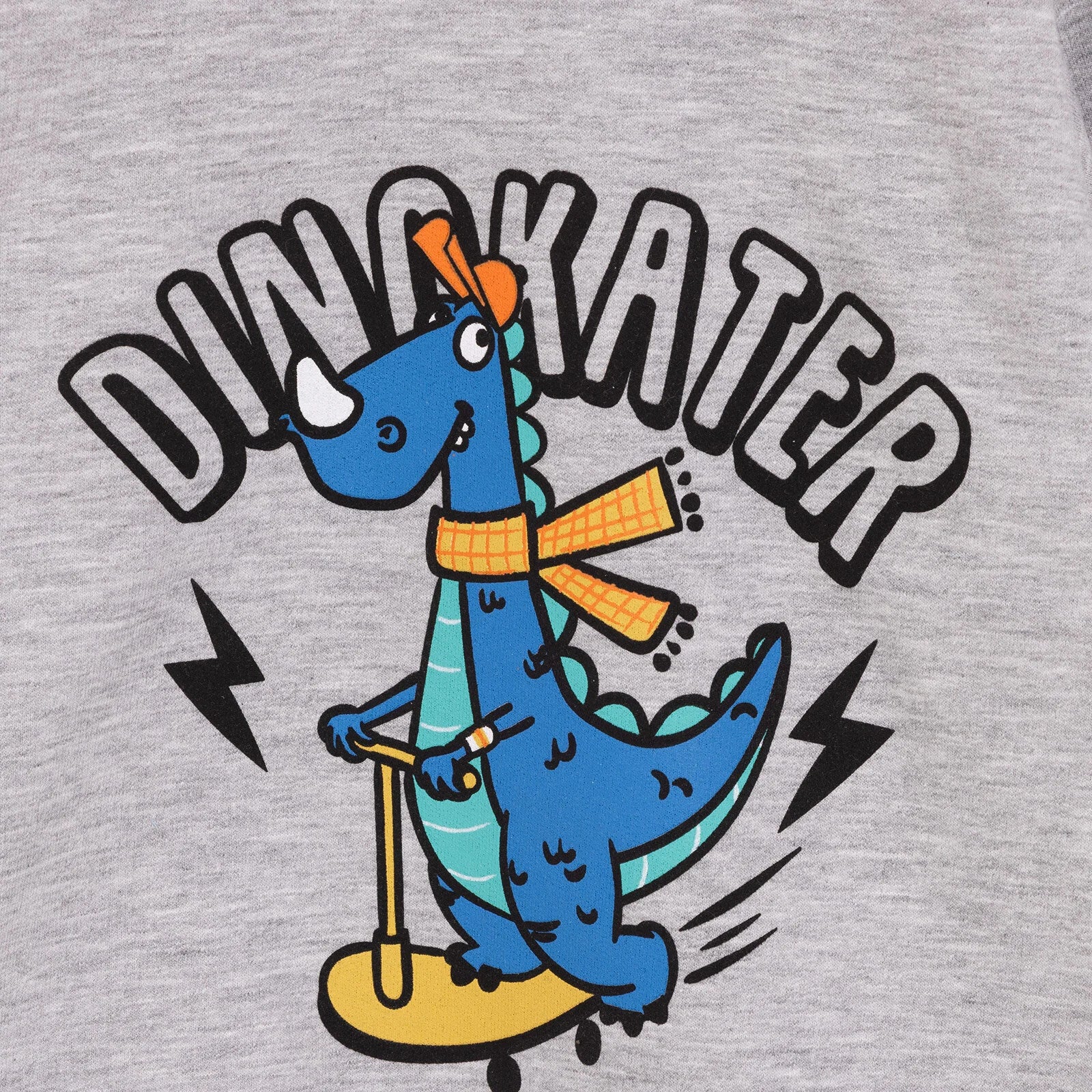 HelloBaby Basic Low Raised Dinokater Printed Sweatshirt - Grey Melange - ebebek - Black Friday