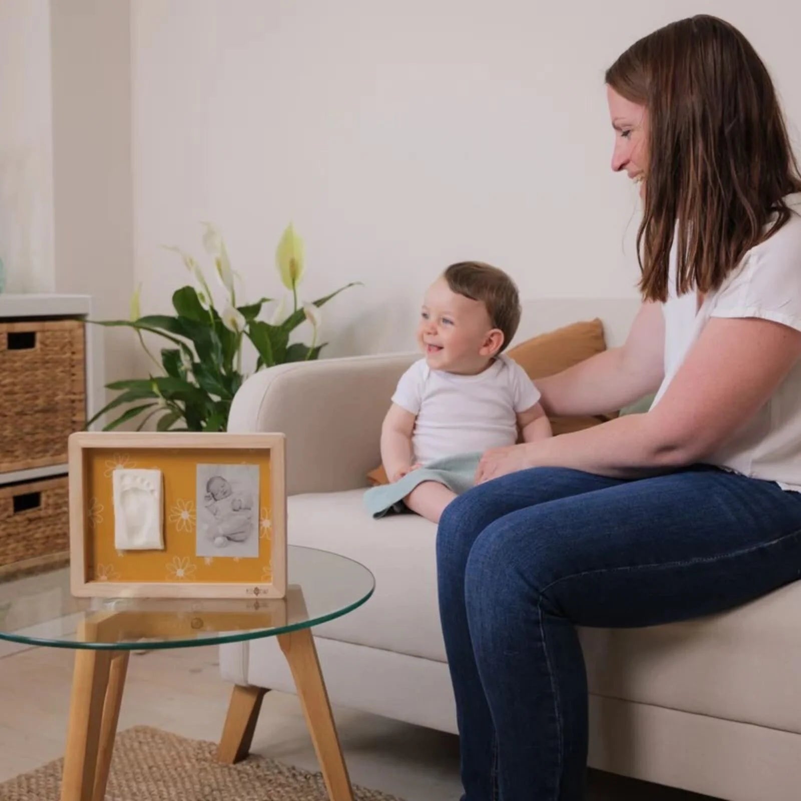 Petit Artichaut Classic Frame with Hand & Foot Imprints - Daisy Ochre - ebebek - Black Friday