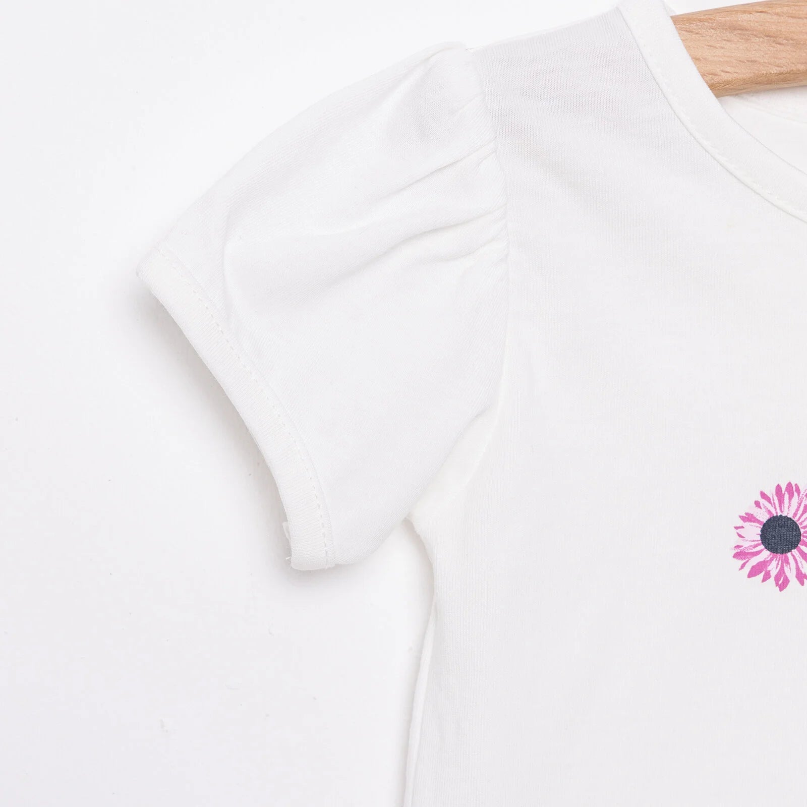 Luess Girl Flower Patterned T-shirt & Leggings - Ecru - ebebek - Black Friday