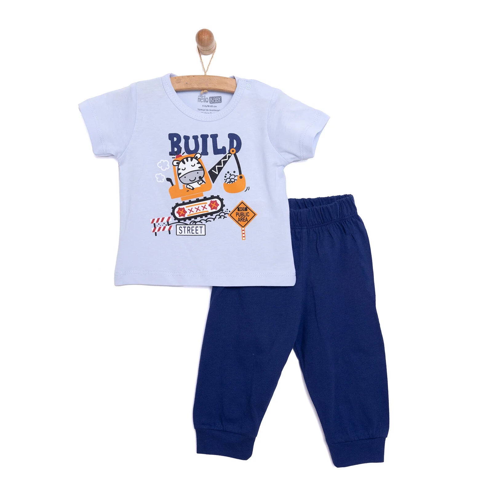HelloBaby Baby Boy Short Sleeve Pyjamas Set - Light Blue - ebebek - Black Friday