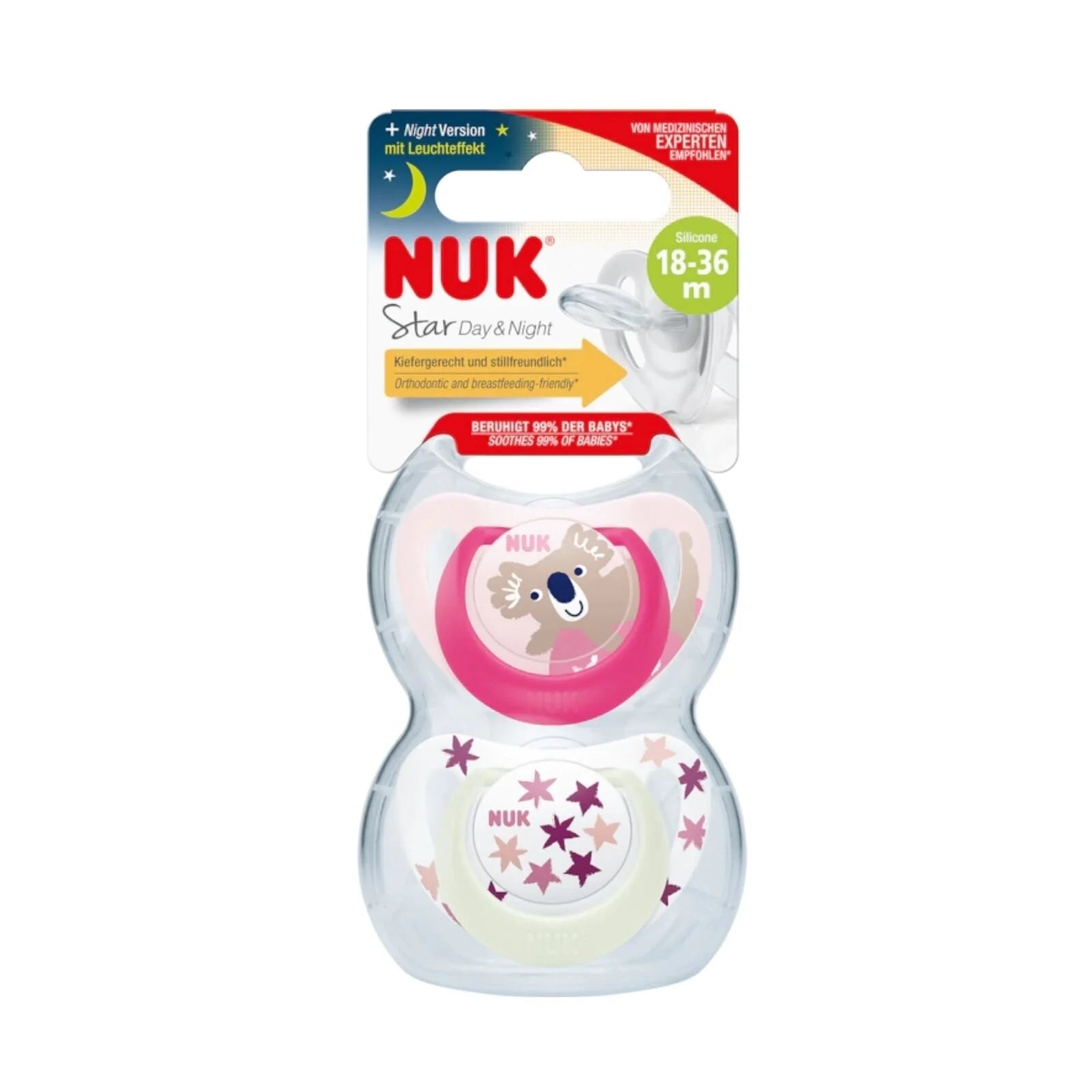 NUK Star Day & Night Soother 18 - 36 months Pack of 2 - Pink - ebebek - Black Friday