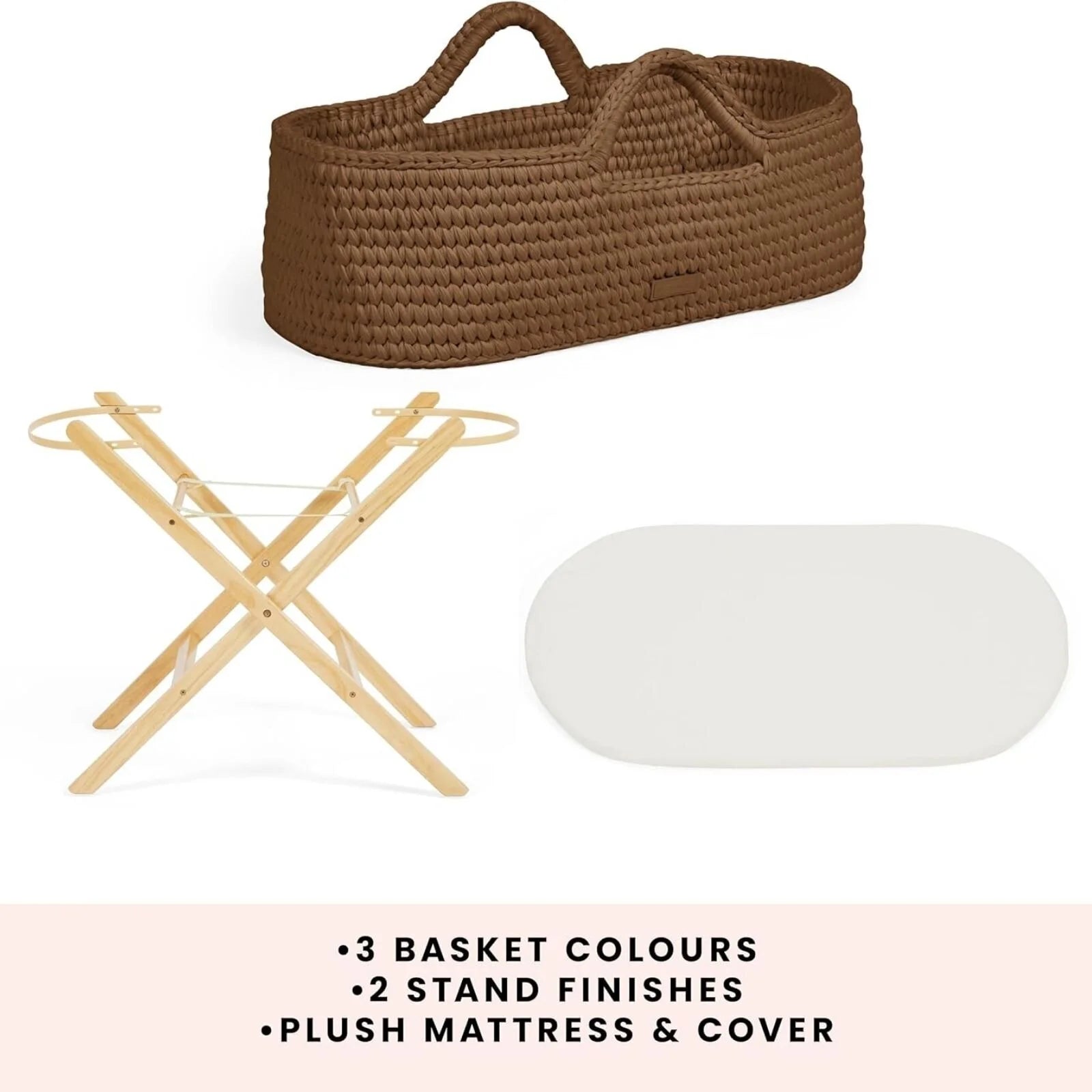 Ickle Bubba Nova Moses Basket & Stand - Mocha & Pine - Ickle Bubba - ebebek