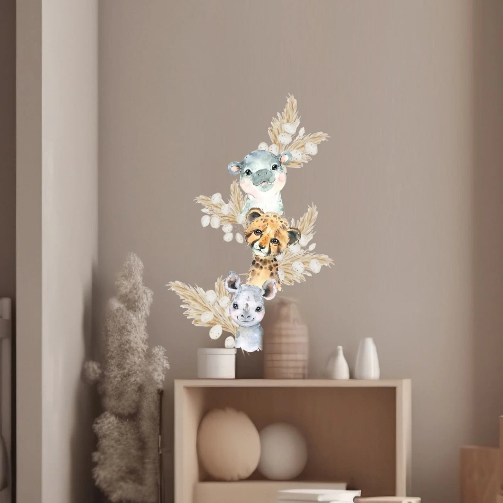 Live Vida Baby Safari Wall Sticker Hippo & Cheetah & Rhino 3 pcs - ebebek - Black Friday