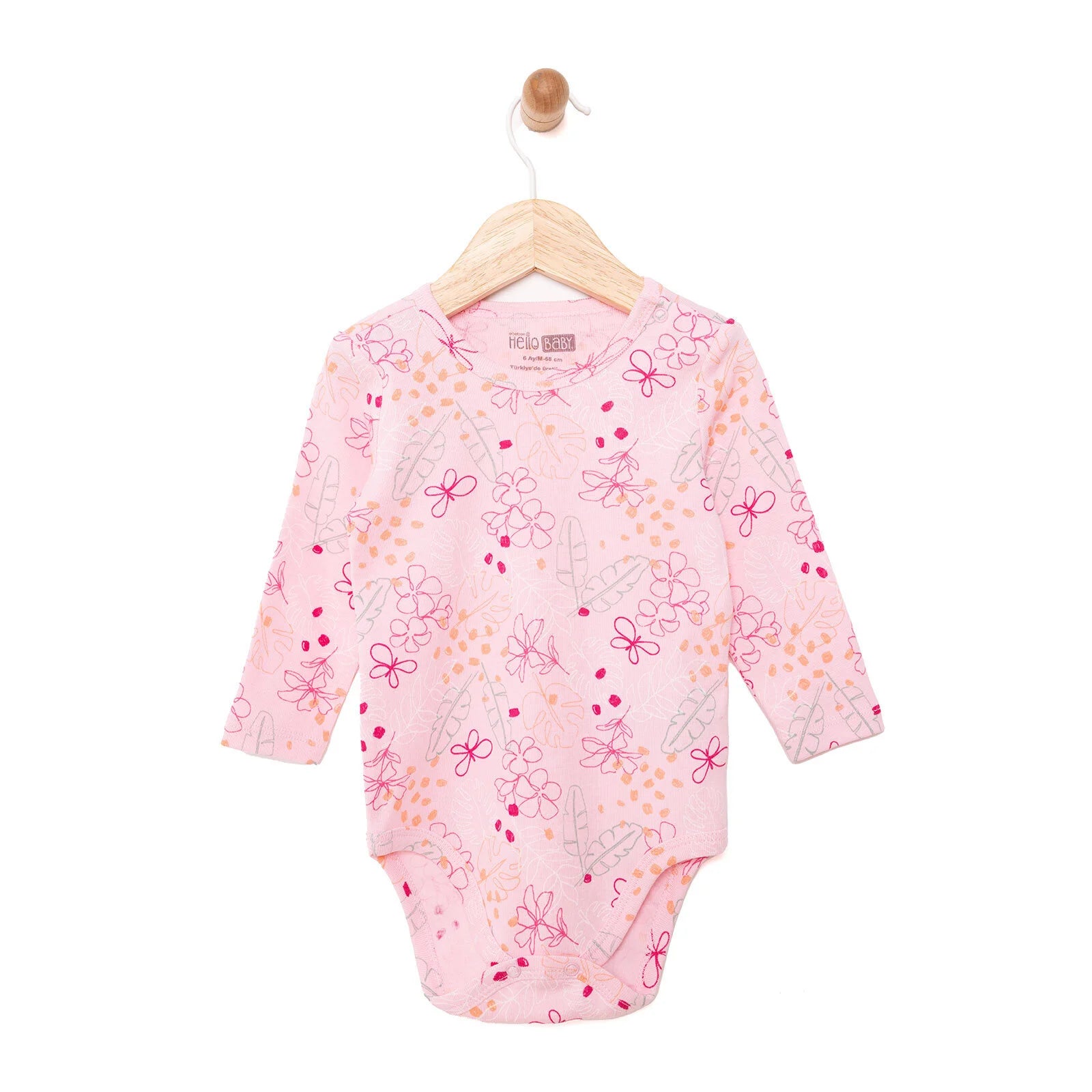 HelloBaby Girl Long Sleeve Bodysuit - Light Pink - ebebek - Black Friday