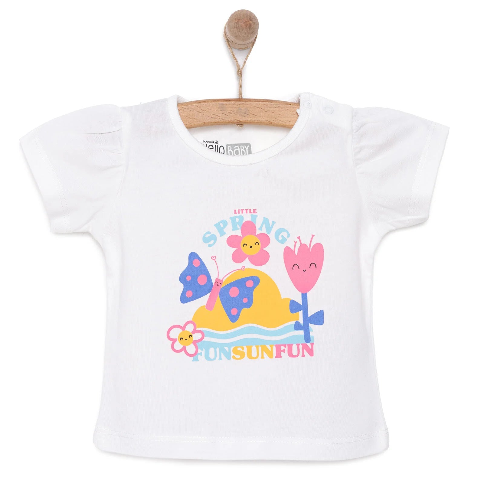 HelloBaby Baby Girl Short Sleeve T-shirt - Ecru - ebebek - Black Friday