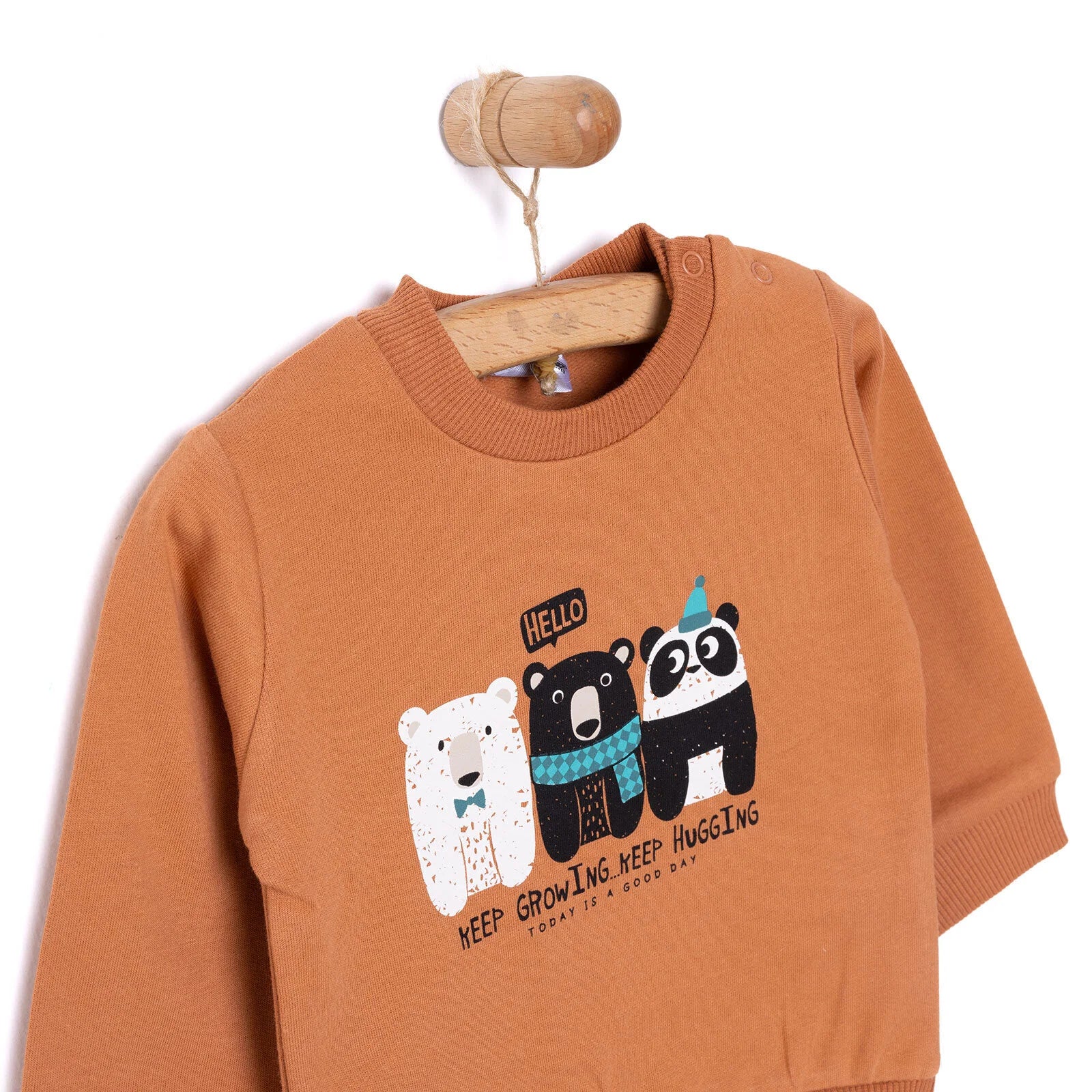 HelloBaby Basic Low Raised Printed Sweashirt - Brown - ebebek - Black Friday